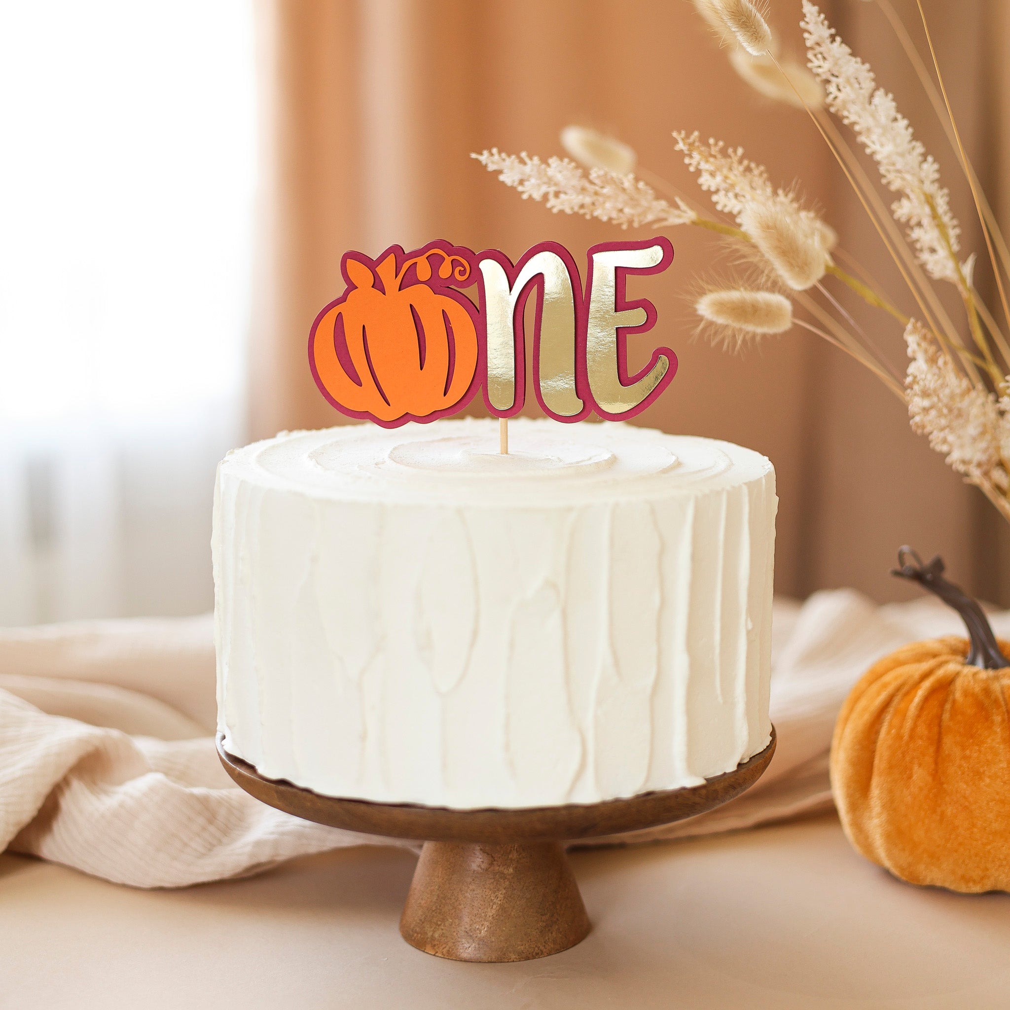 Pumpkin Cake Topper - Autumn 1st Birthday Decorations - Custom Name