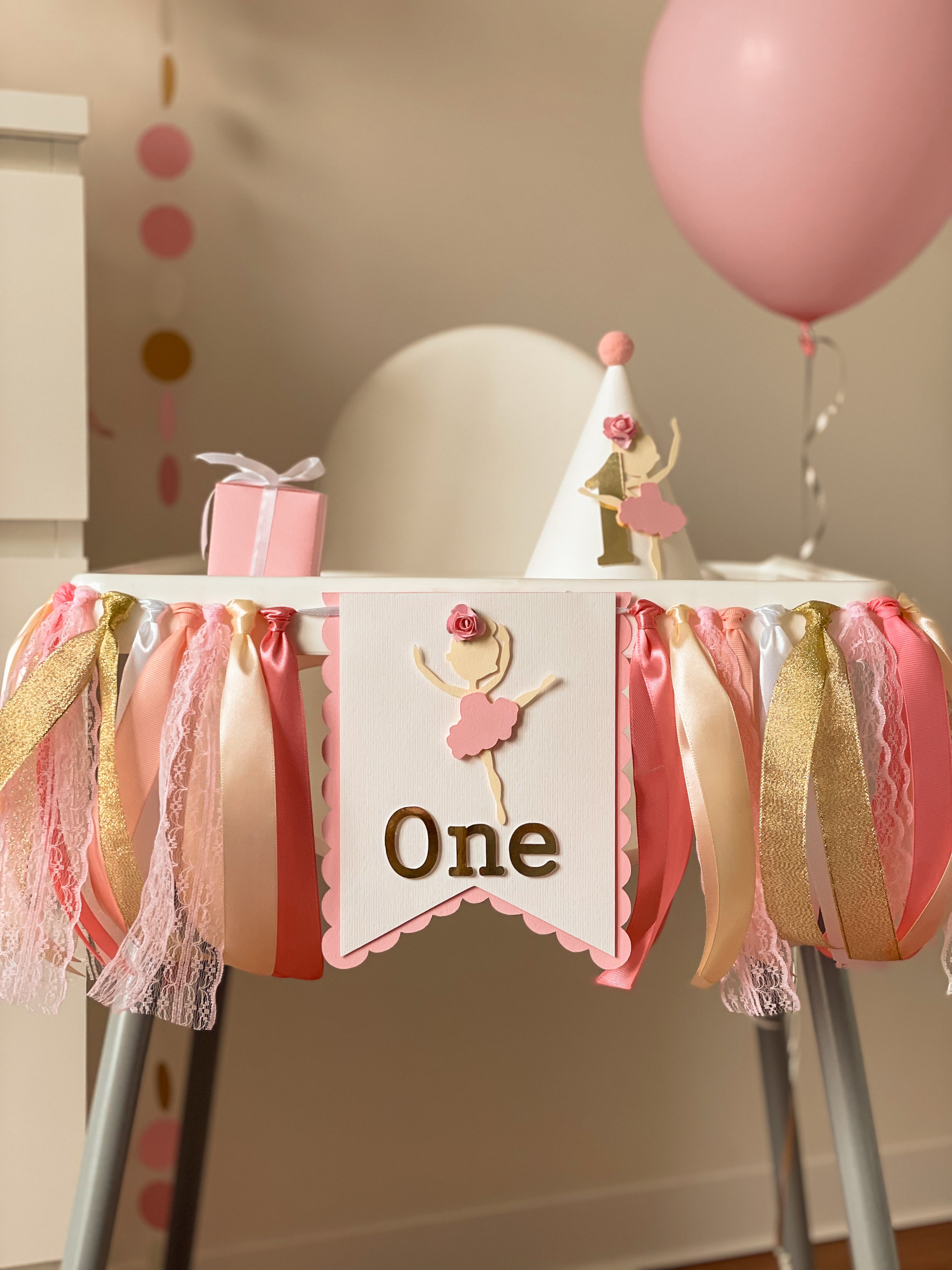 Ballerina Highchair Banner Ballet Dancer 1st Birthday Party Tutu Banner