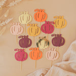 Pumpkin Cupcake Toppers - Burgundy Fall Birthday & Baby Shower Decor