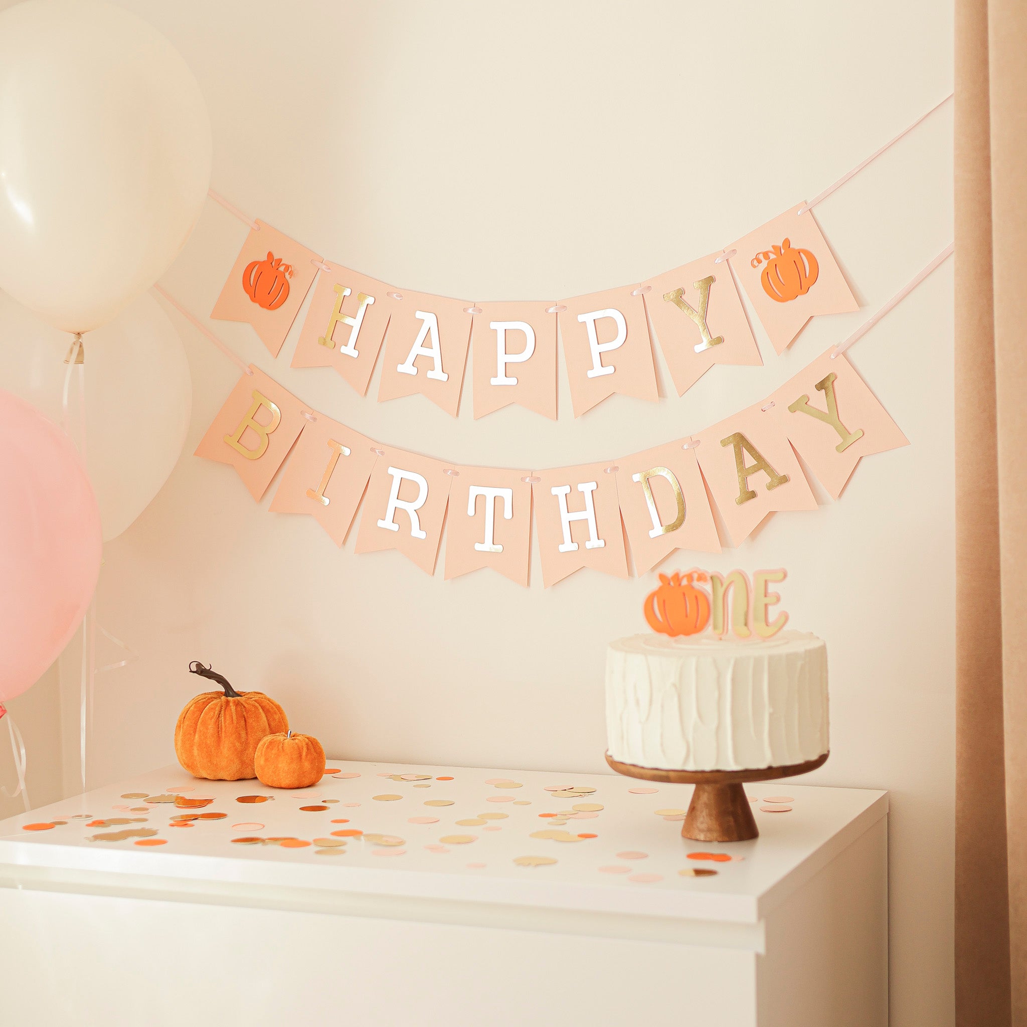 Little Pumpkin 1st Birthday Banner - Fall Girl Party Decorations