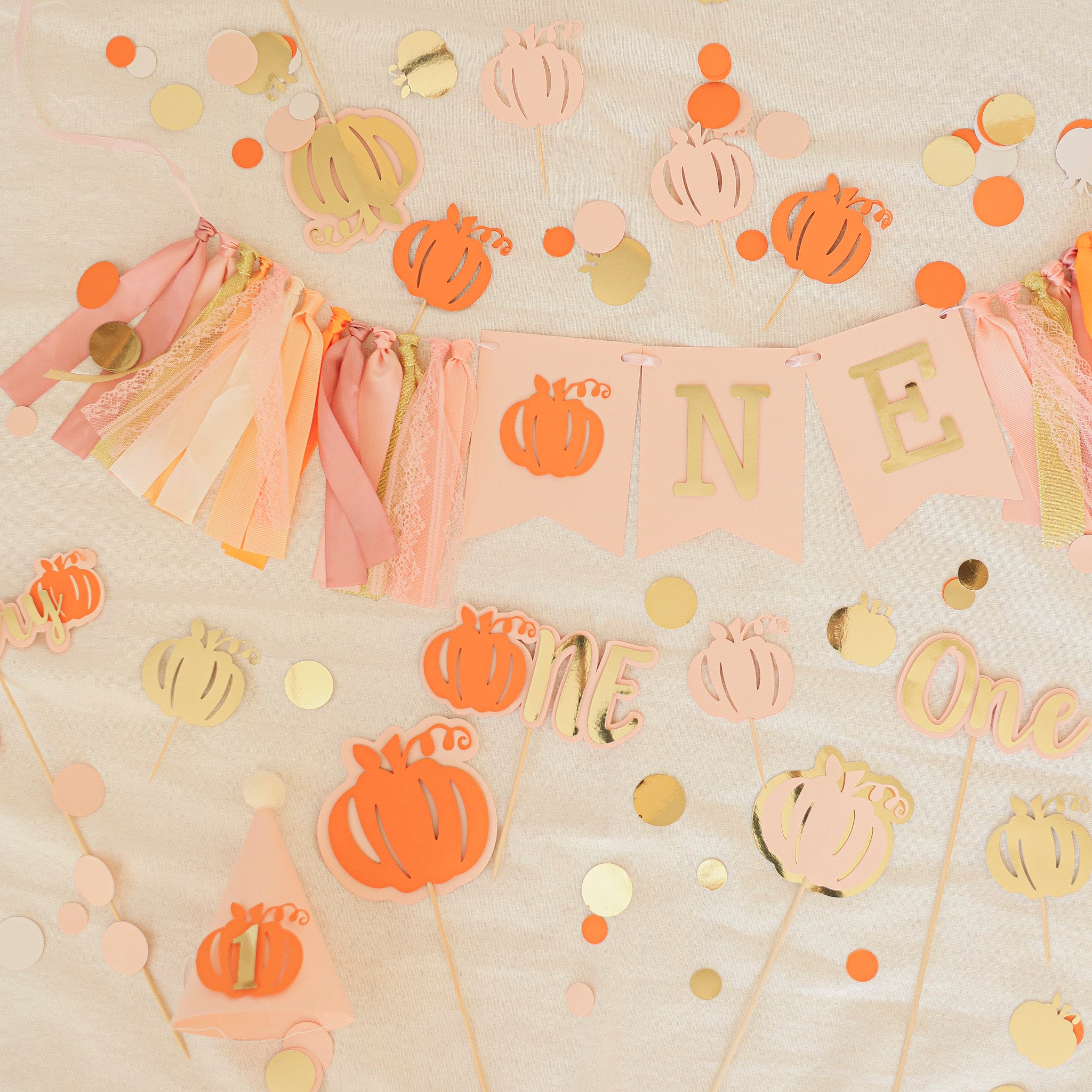 Little Pumpkin 1st Birthday Banner - Fall Girl Party Decorations