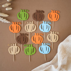 Pumpkin Cupcake Toppers - Fall Boy 1st Birthday & Baby Shower Decor