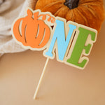 Boy Pumpkin One Cake Topper - Fall 1st Birthday Decorations