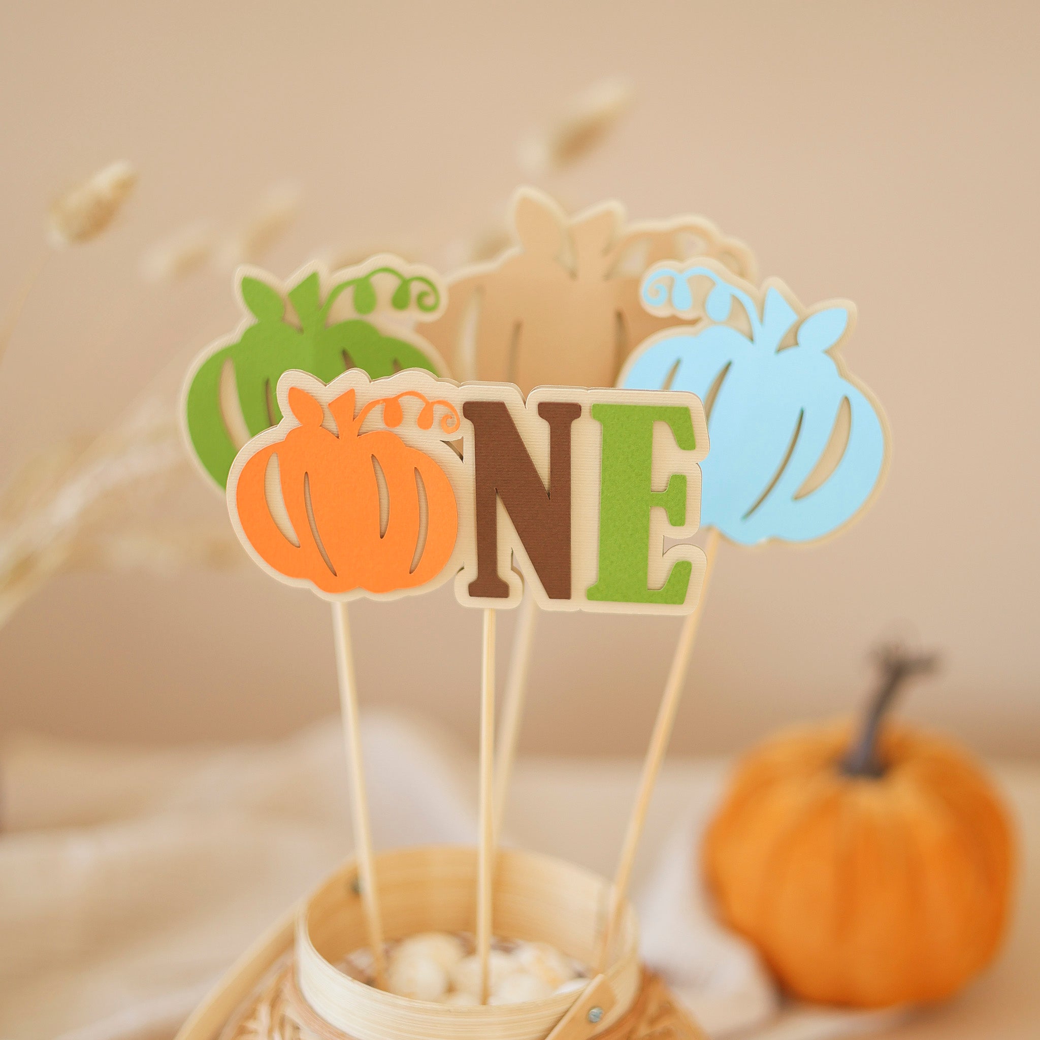 Little Pumpkin ONE Birthday Centerpiece Sticks - Fall Party Decorations