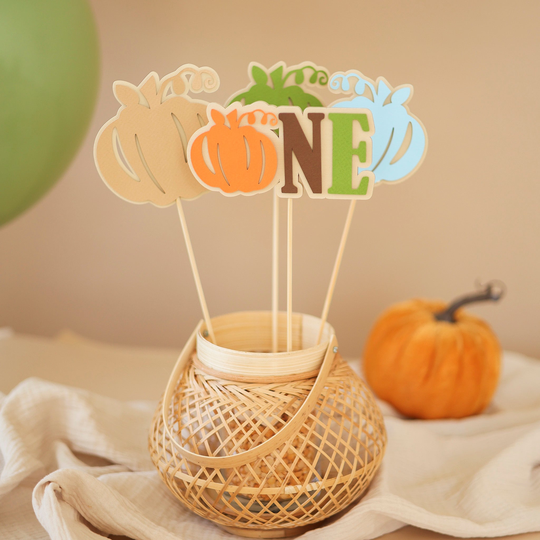 Little Pumpkin ONE Birthday Centerpiece Sticks - Fall Party Decorations