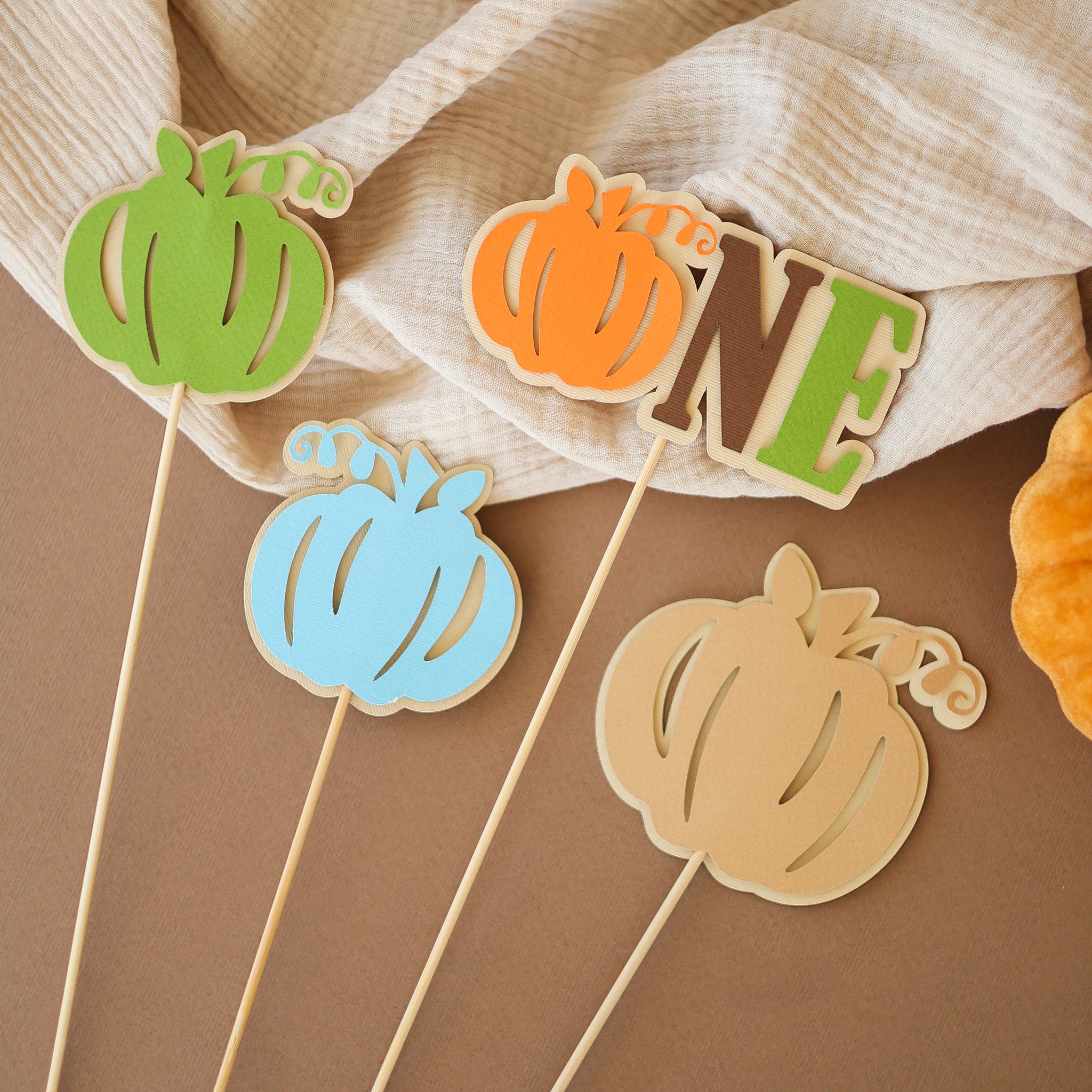 Little Pumpkin ONE Birthday Centerpiece Sticks - Fall Party Decorations