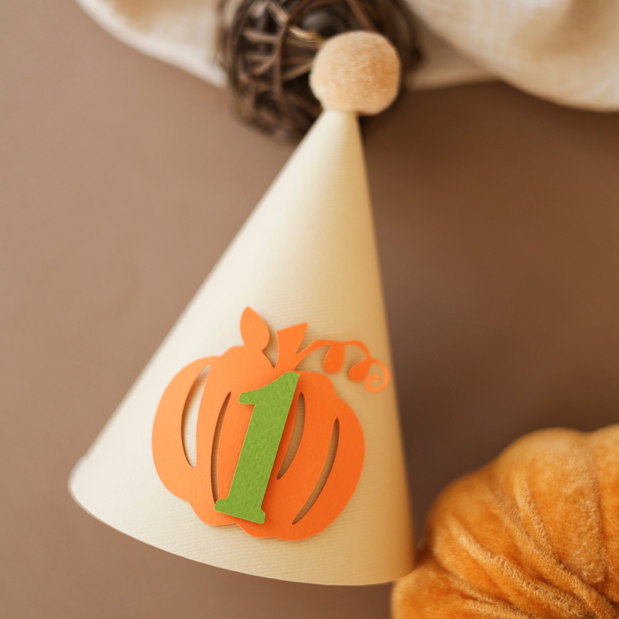 Little Pumpkin First Birthday Hat - Fall 1st Bday Cake Smash Prop