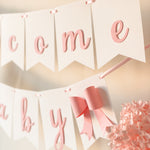 Pink Bow Welcome Baby Shower Banner