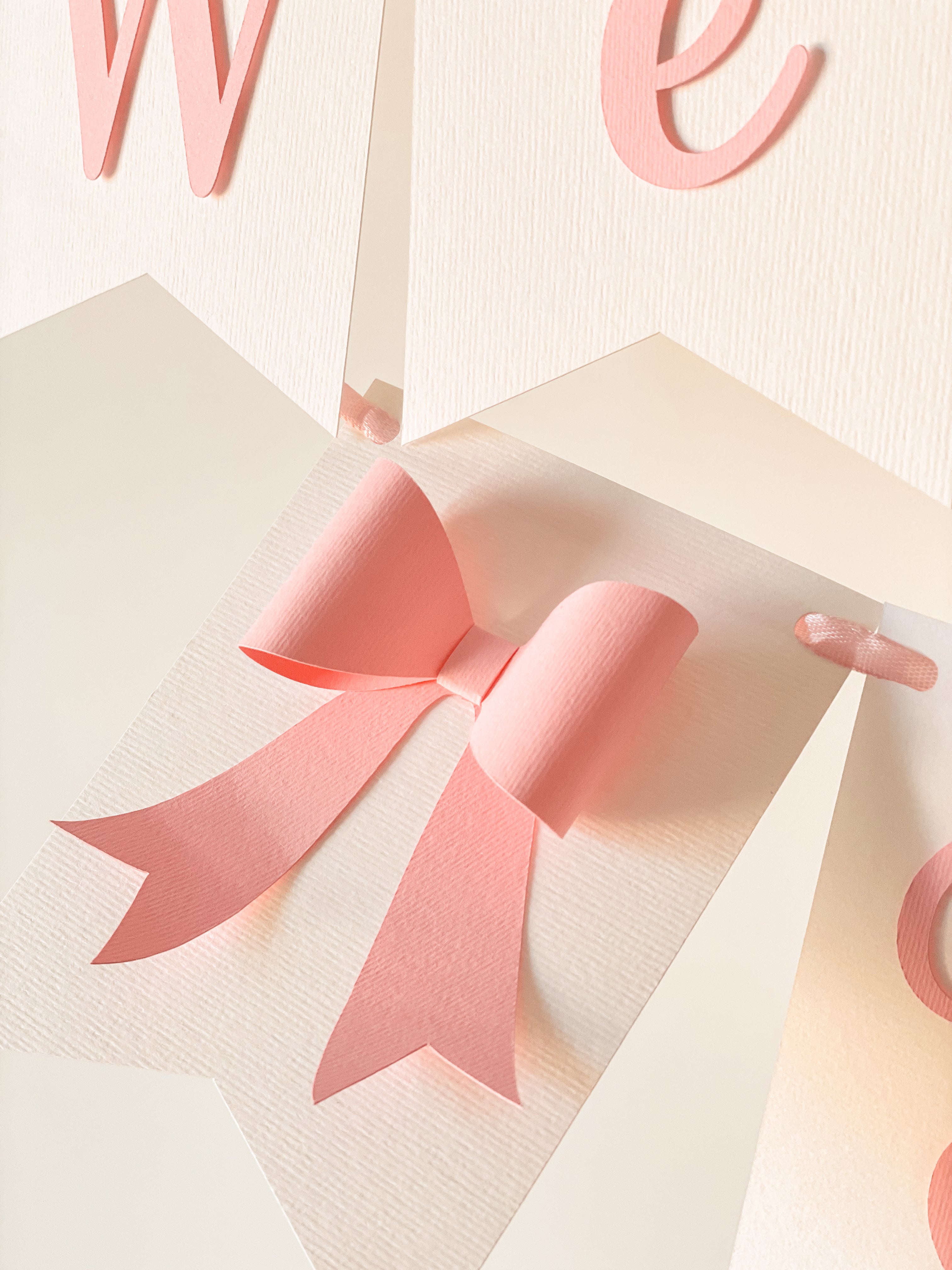 Pink Bow Welcome Baby Shower Banner