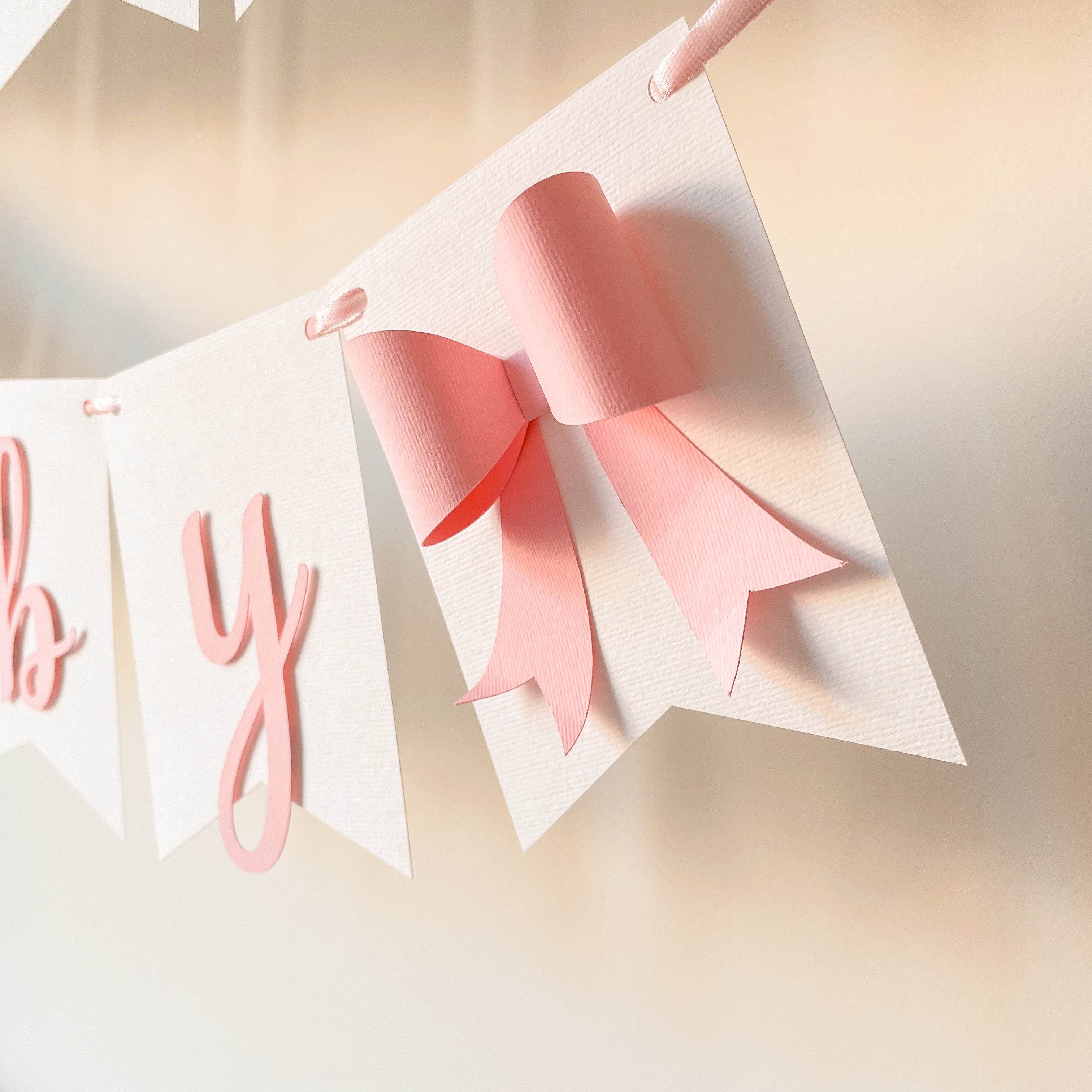 Pink Bow Welcome Baby Shower Banner