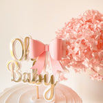 Pink Bow Oh Baby Cake Topper Pink Bow themed Baby Showers 