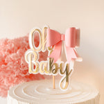 Pink Bow Oh Baby Cake Topper Pink Bow themed Baby Showers 