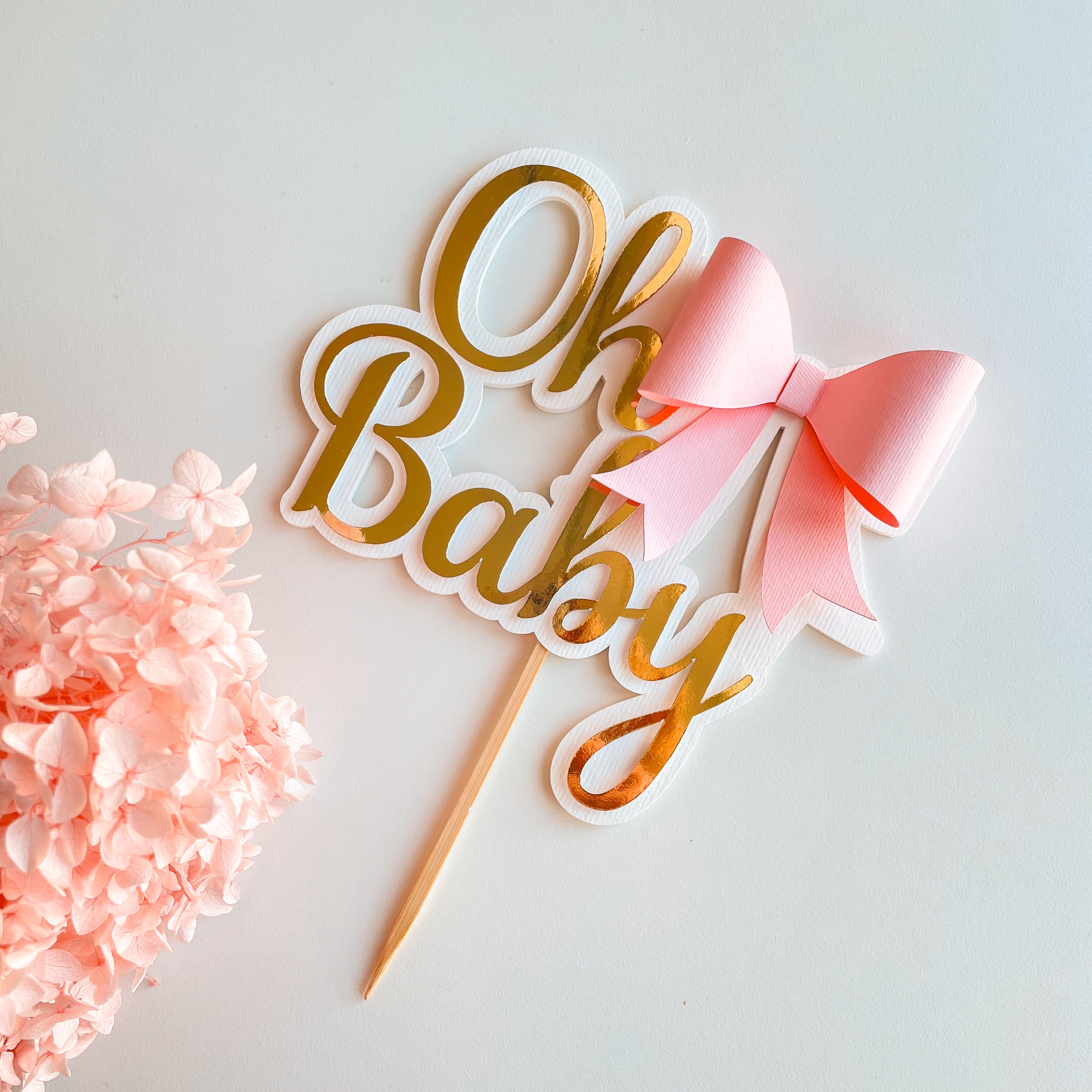 Pink Bow Oh Baby Cake Topper Pink Bow themed Baby Showers 