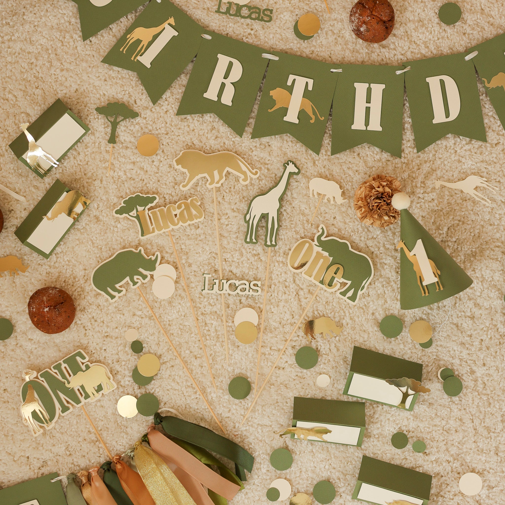 Safari Birthday Hat - Jungle 1st Birthday Decorations - Giraffe Cake Smash
