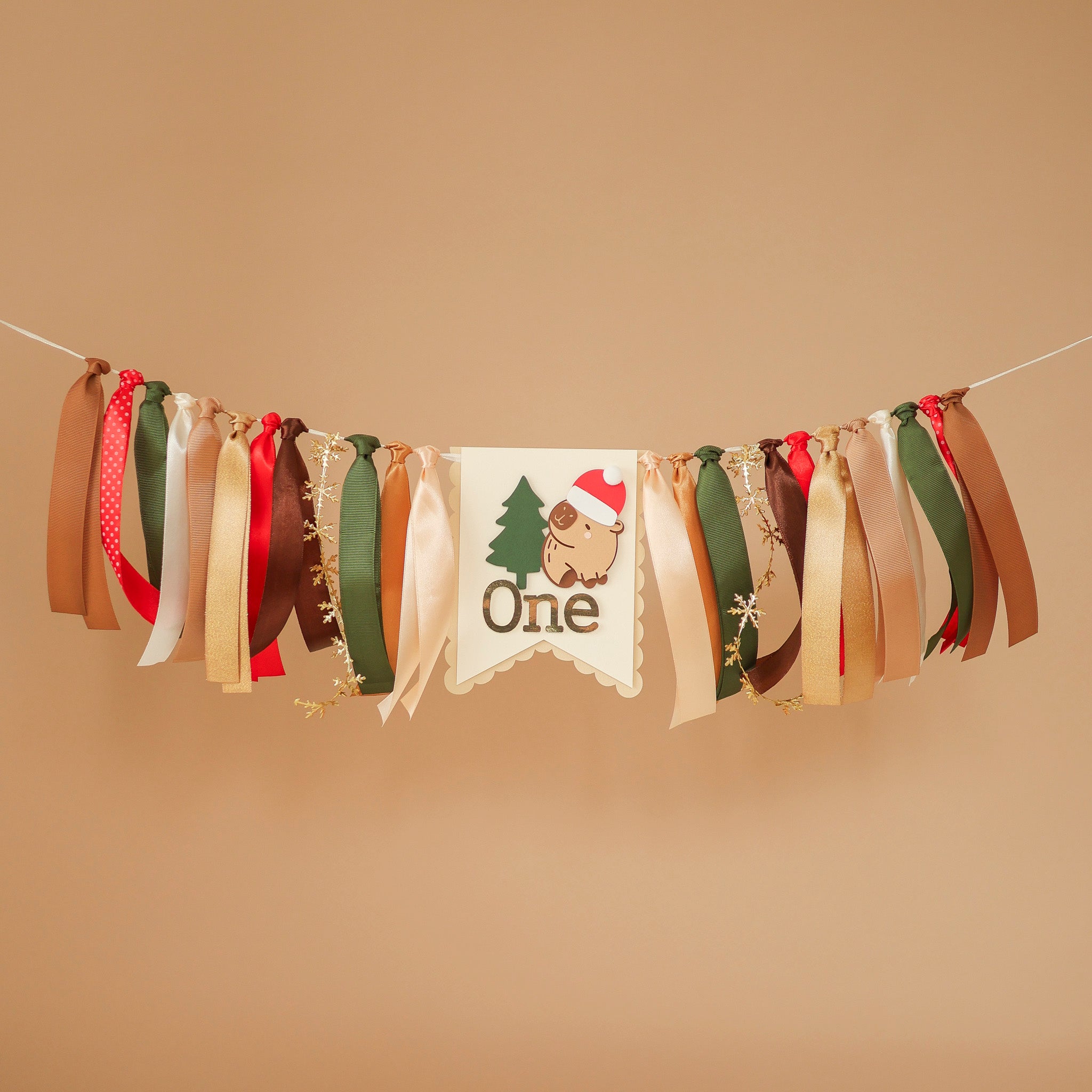 Capybara Highchair Banner - Christmas December Baby 1st Birthday
