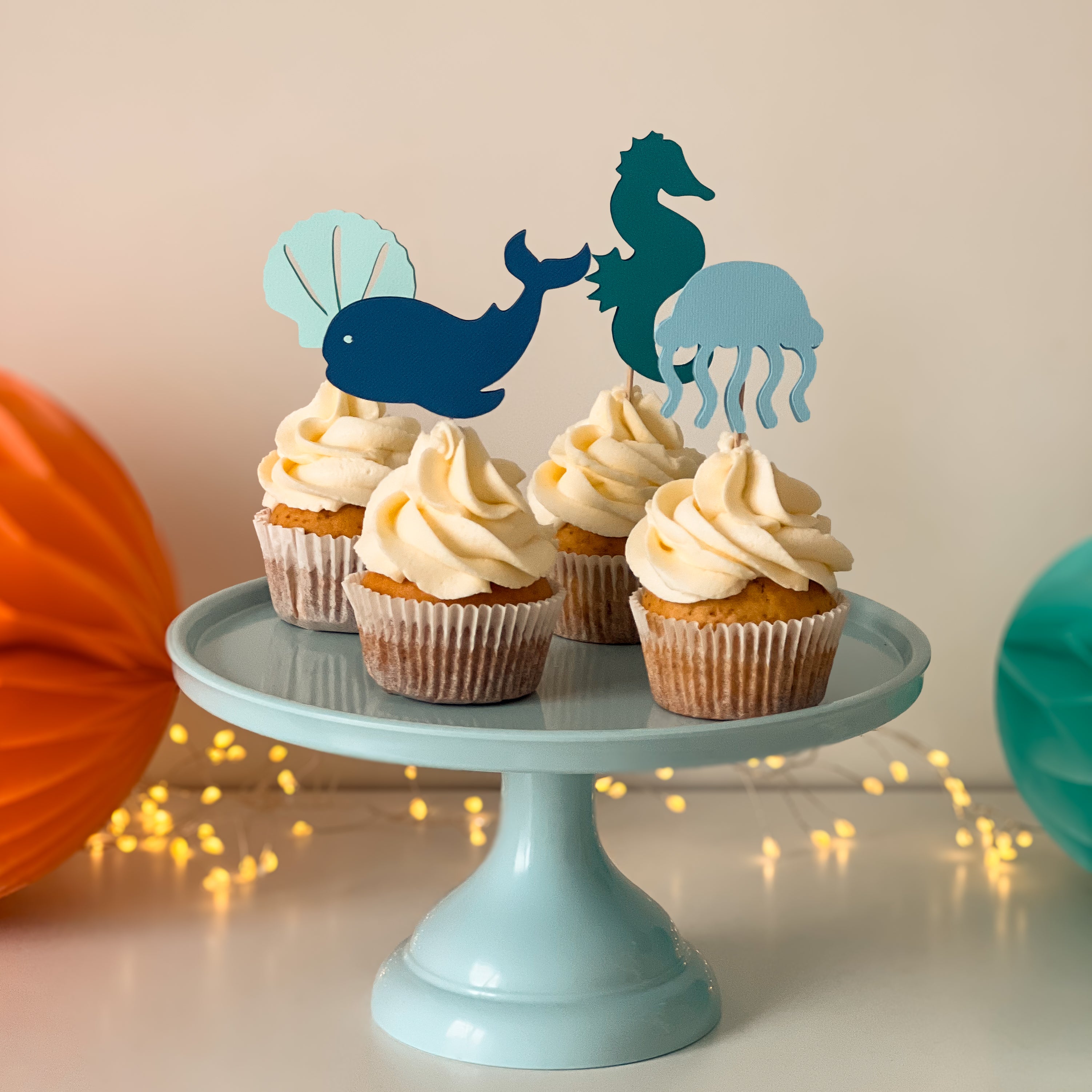 Under The Sea Cupcake Toppers Ocean theme birthday Onder the Sea Birthday 