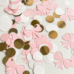 Pink Bow Confetti Pink Blush Baby Shower Coquette Theme Party