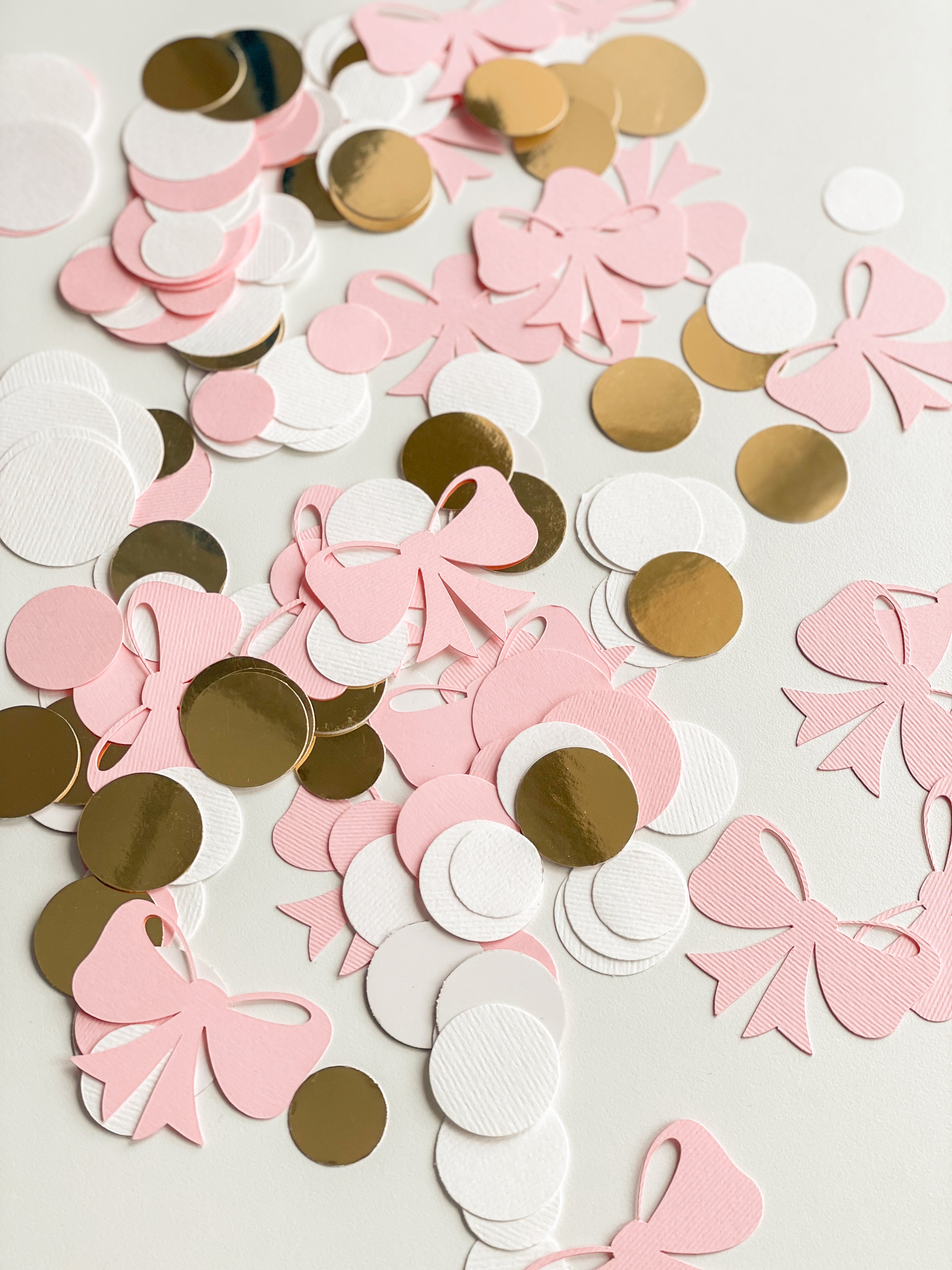 Pink Bow Confetti Pink Blush Baby Shower Coquette Theme Party