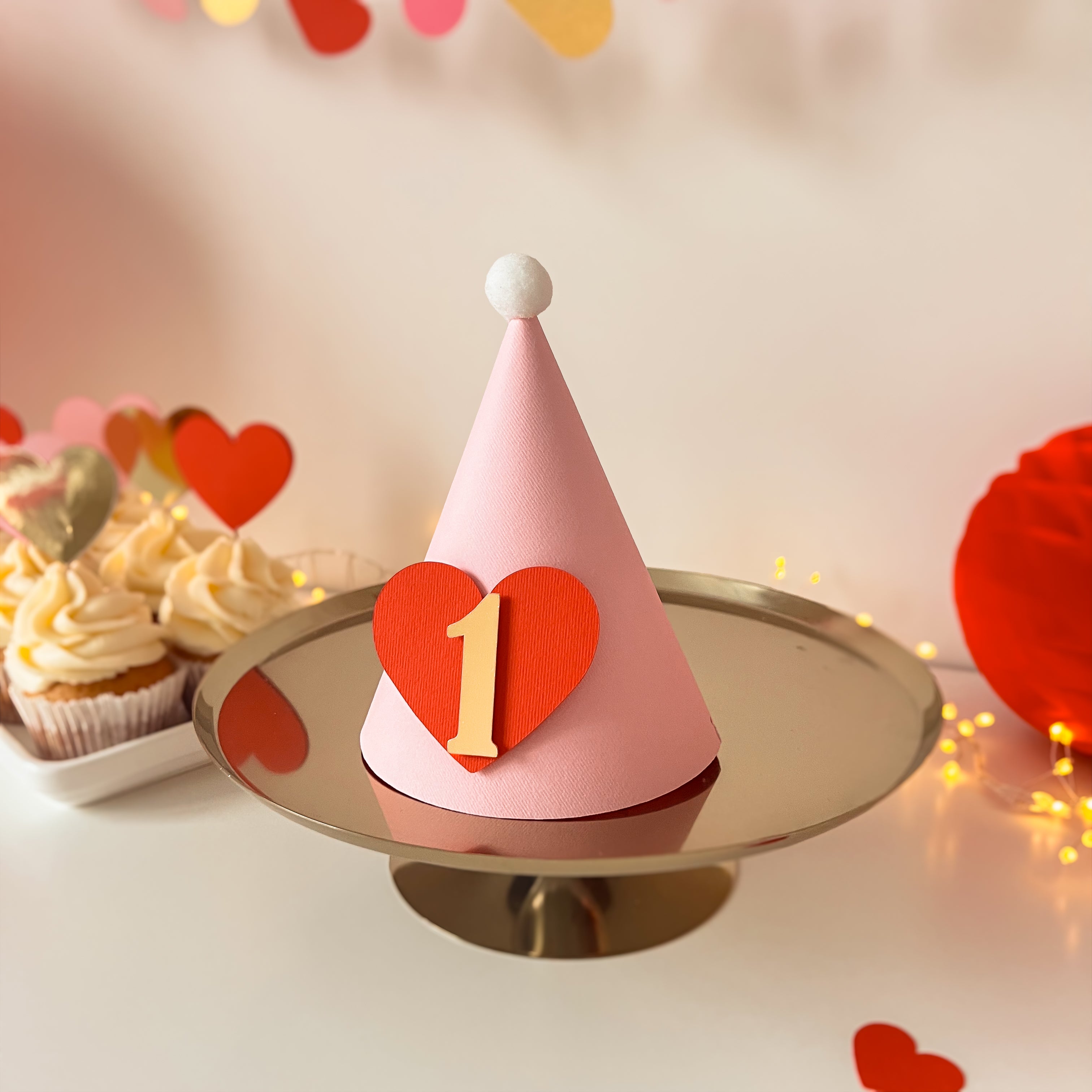 Valentines Birthday One Party Hat Valentine's Day 1st Birthday Decoration Our Little Sweetheart Birthday Cake Smash Outfit One Year Old Party