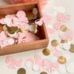 Pink Bow Confetti Pink Blush Baby Shower Coquette Theme Party