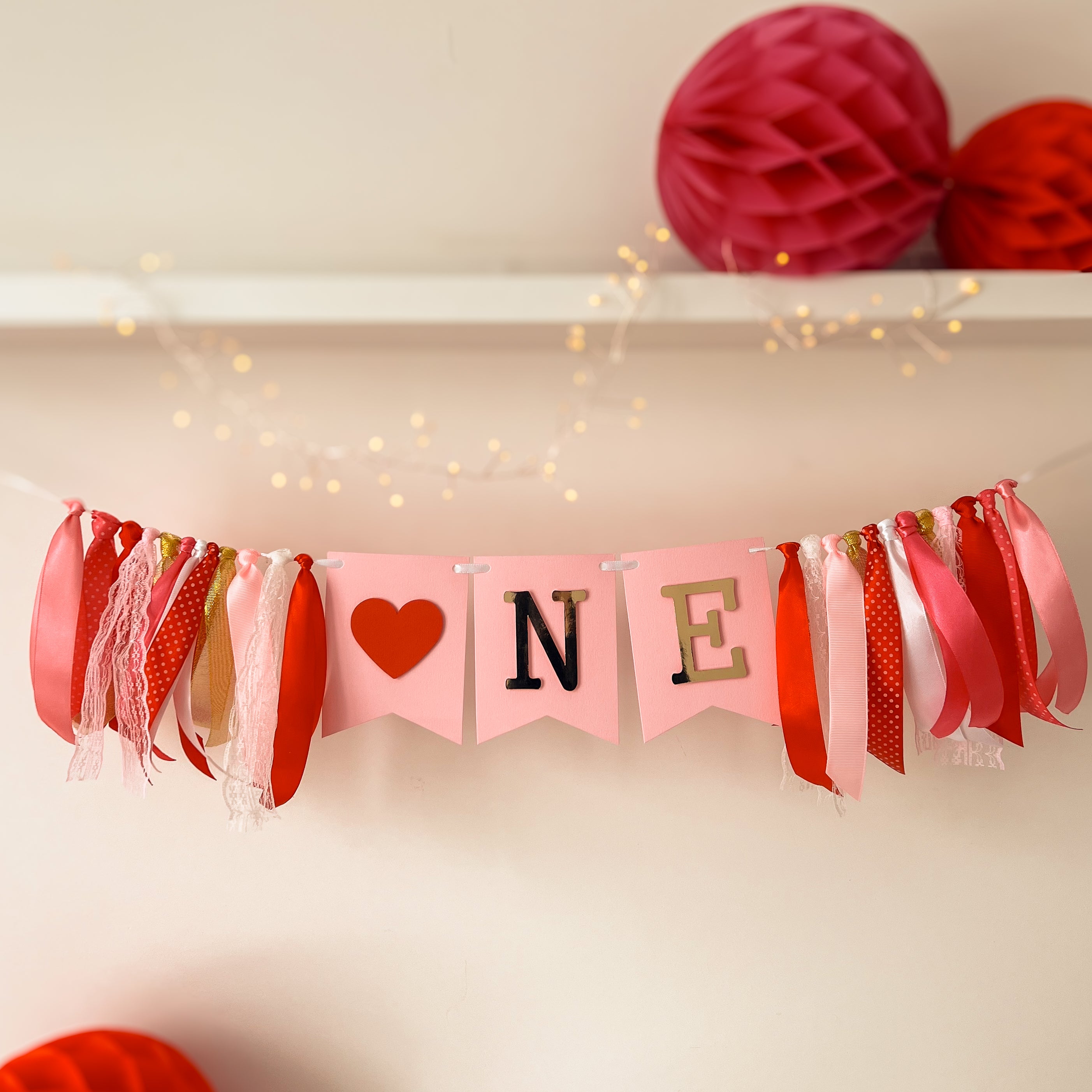 Little Sweetheart High Chair Banner Valentine's Day Themed 1st Birthday Decorations Heart 1st Birthday Party