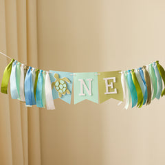 Turtle One Highchair Banner - Ocean 1st Birthday Decorations