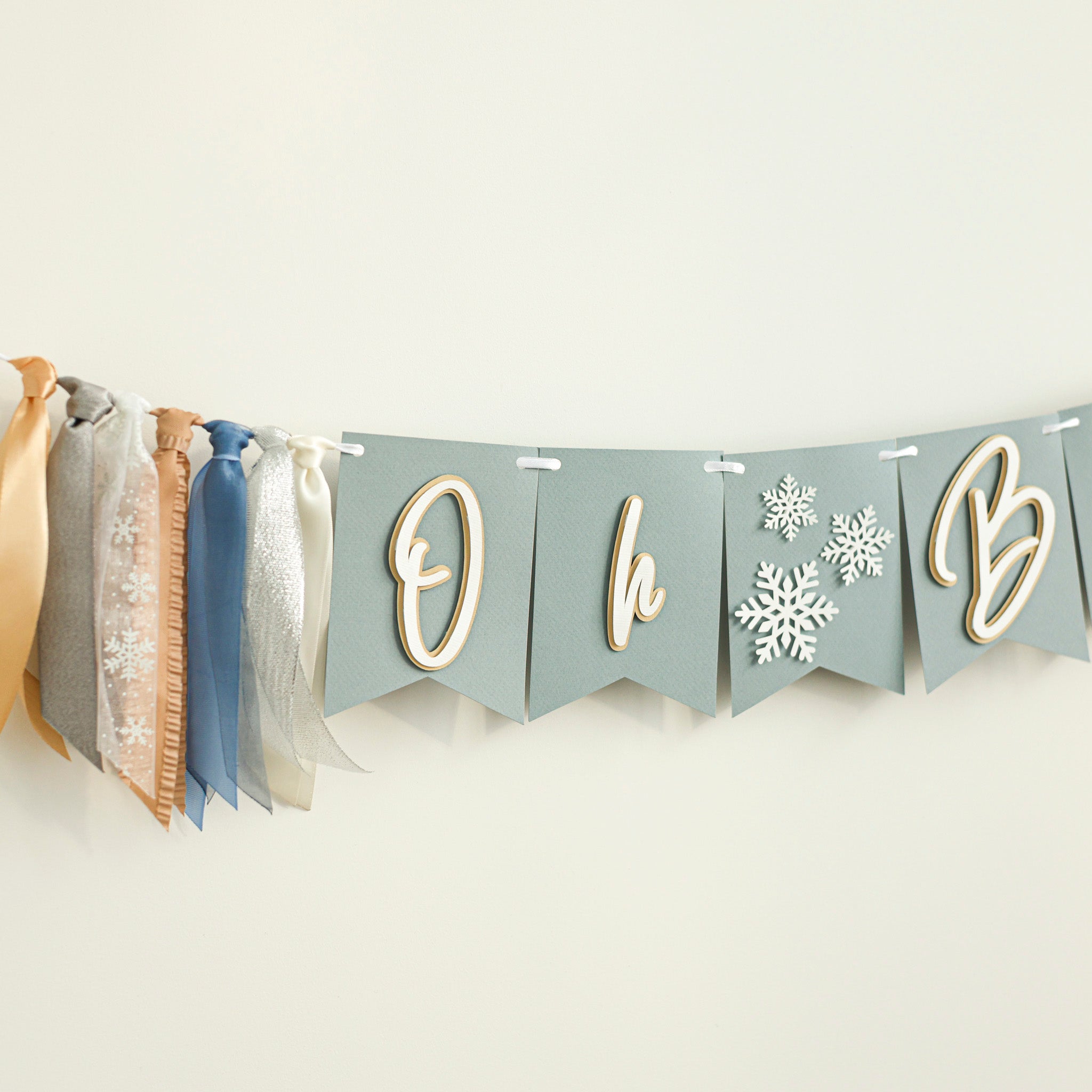 Winter Wonderland 'Oh Boy' Banner - Snowflake Baby Shower Decorations