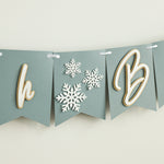 Winter Wonderland 'Oh Boy' Banner - Snowflake Baby Shower Decorations