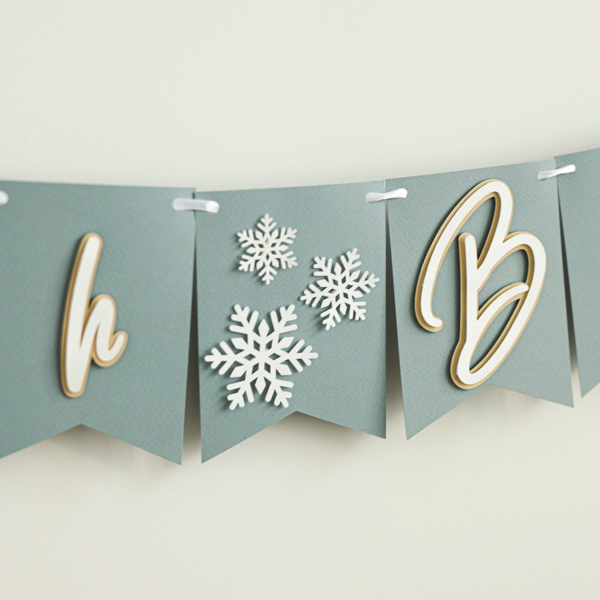 Winter Wonderland 'Oh Boy' Banner - Snowflake Baby Shower Decorations