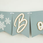 Winter Wonderland 'Oh Boy' Banner - Snowflake Baby Shower Decorations