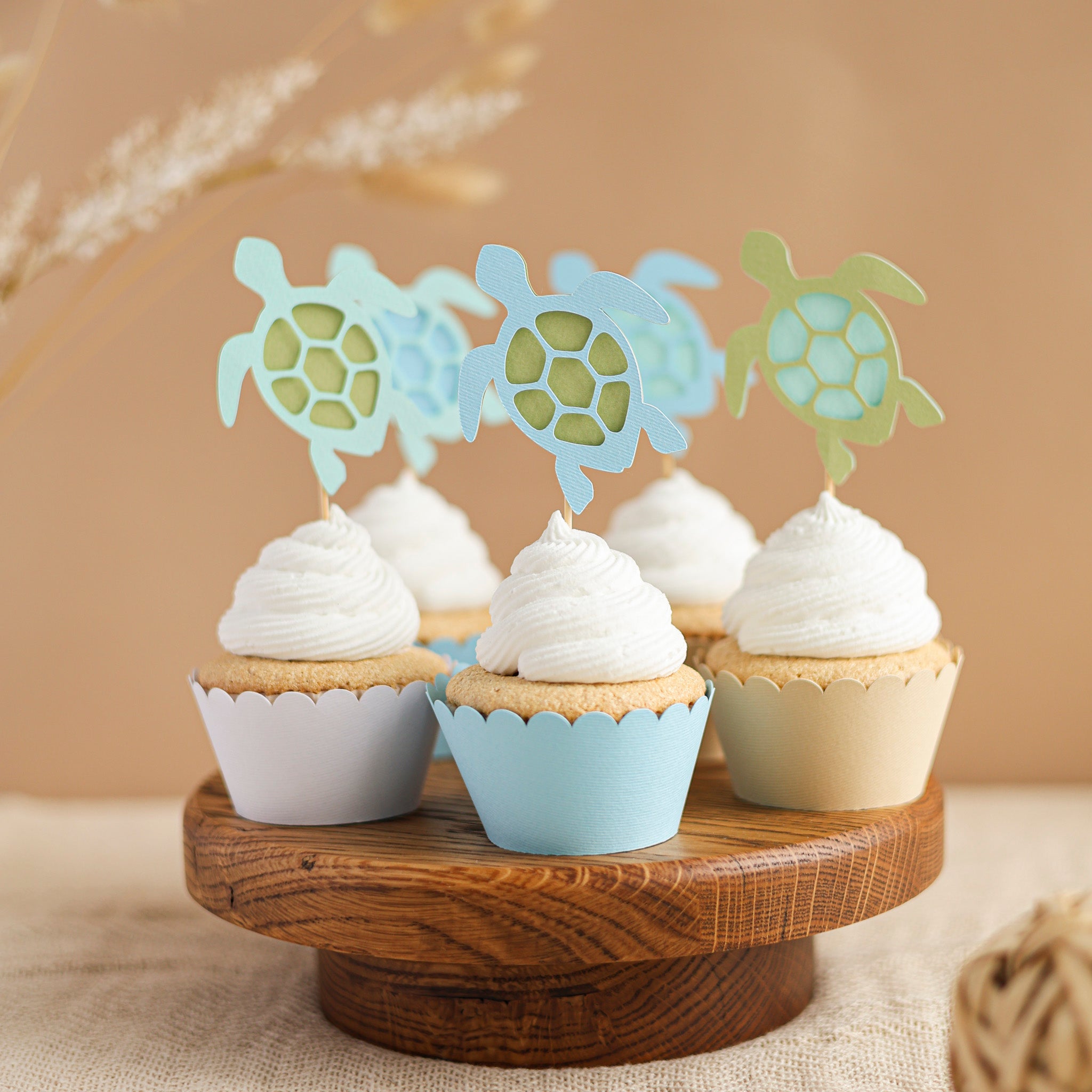 Sea Turtle Cupcake Toppers - Under the Sea Baby Shower
