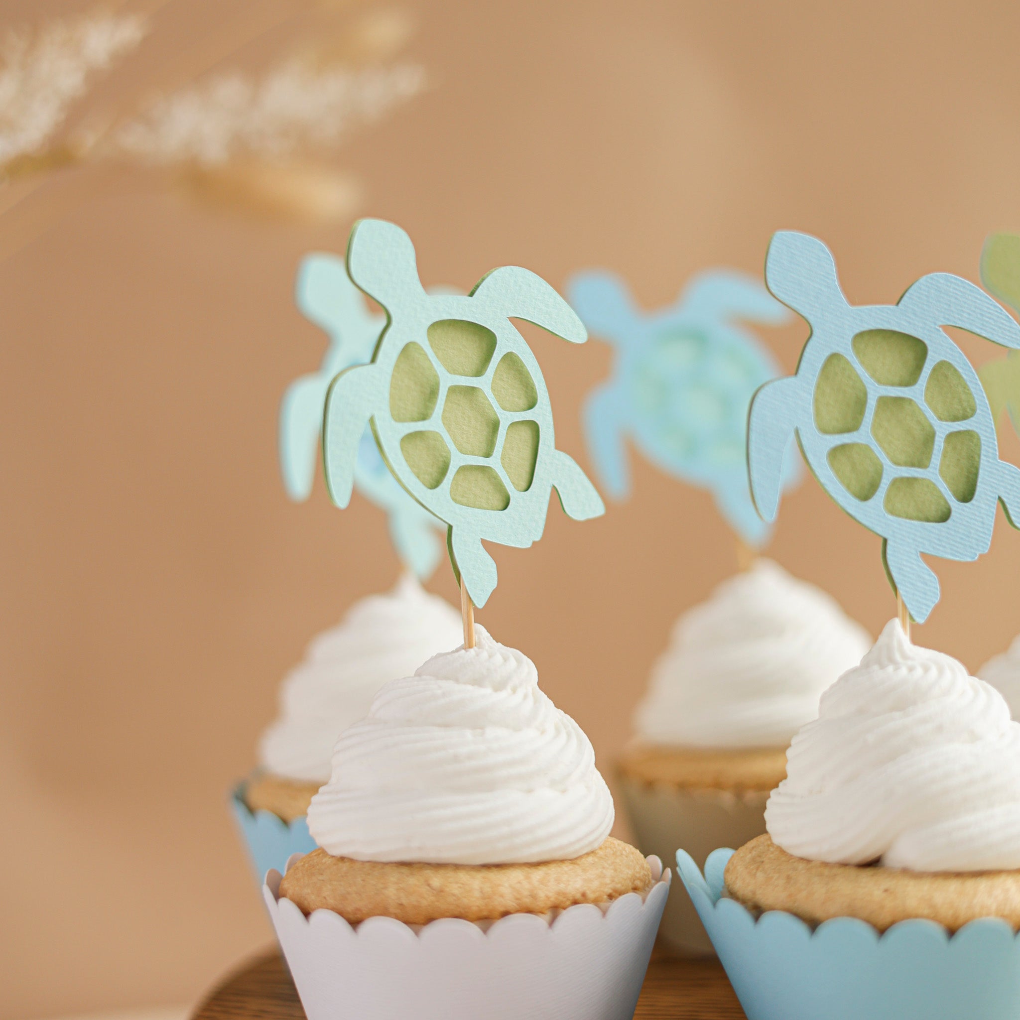 Sea Turtle Cupcake Toppers - Under the Sea Baby Shower