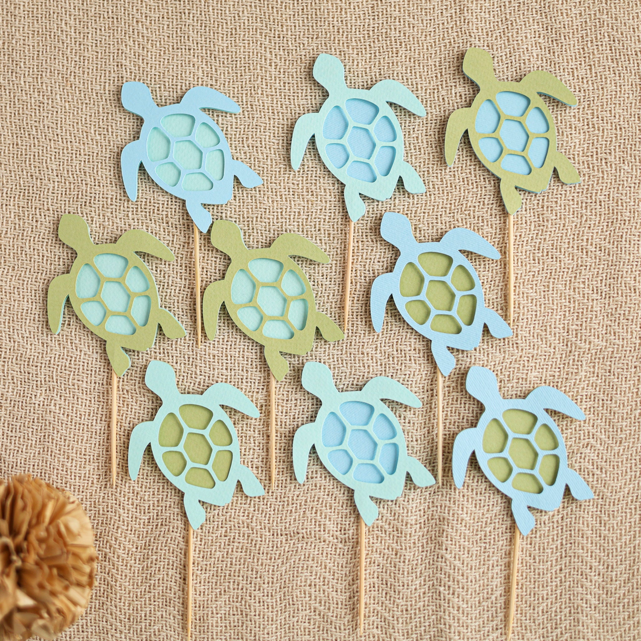 Sea Turtle Cupcake Toppers - Under the Sea Baby Shower