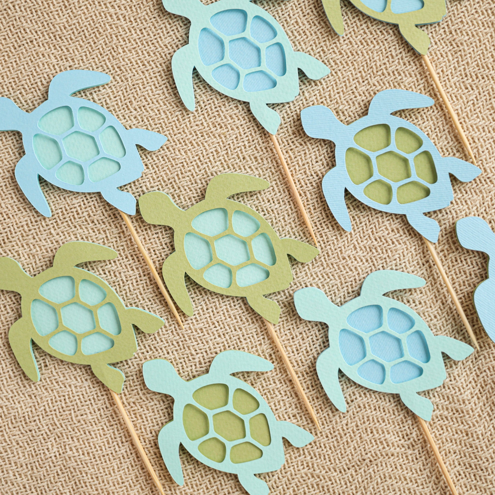 Sea Turtle Cupcake Toppers - Under the Sea Baby Shower
