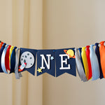 Space ONE High Chair Banner - First Trip Around the Sun Birthday Decorations