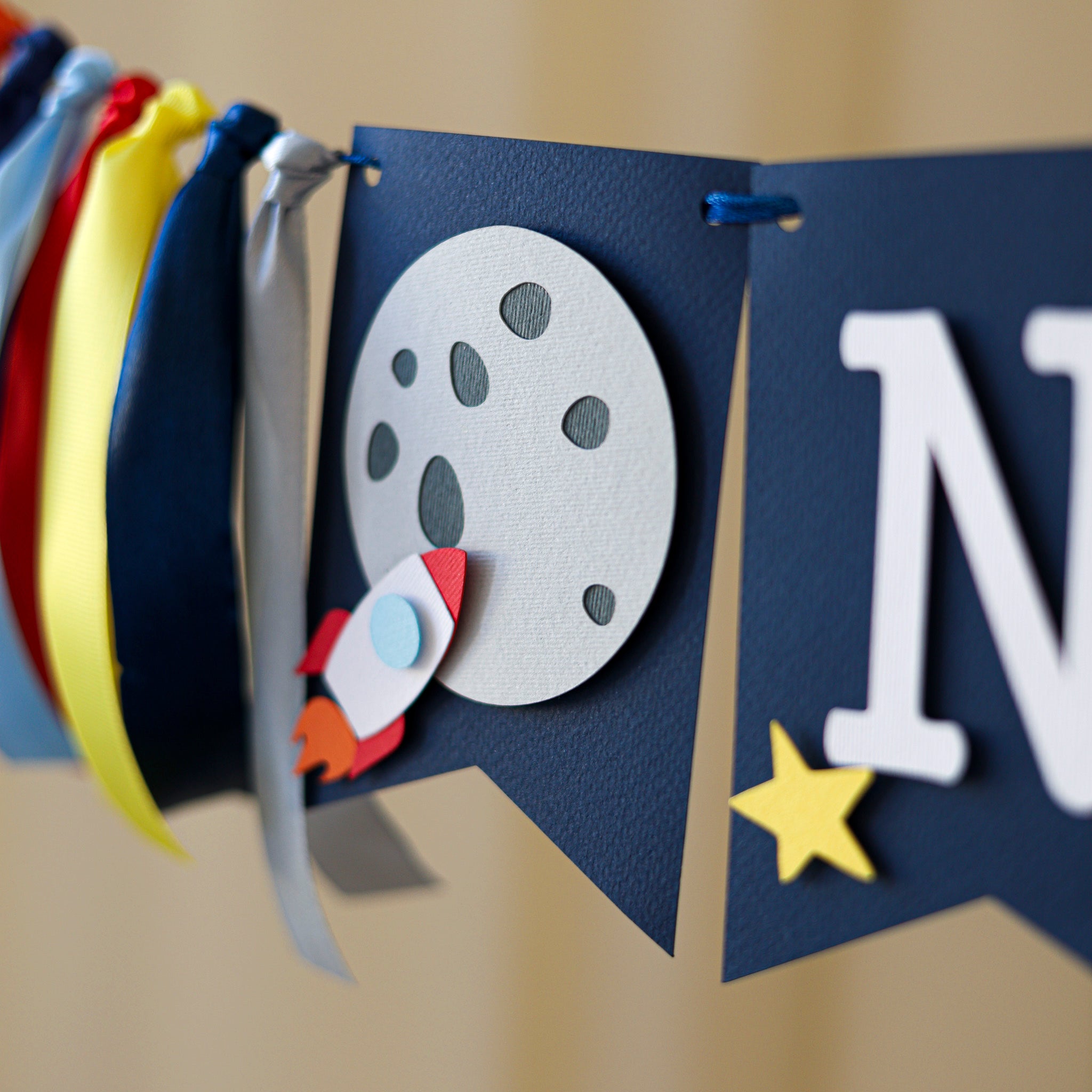 Space ONE High Chair Banner - First Trip Around the Sun Birthday Decorations