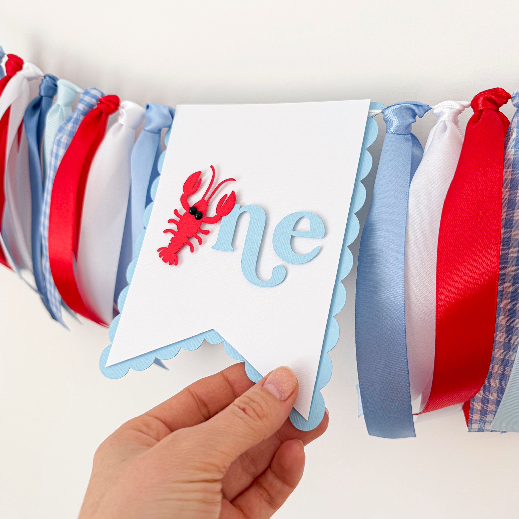 Lobster 1st Birthday Highchair Banner - Crawfish Party Decorations
