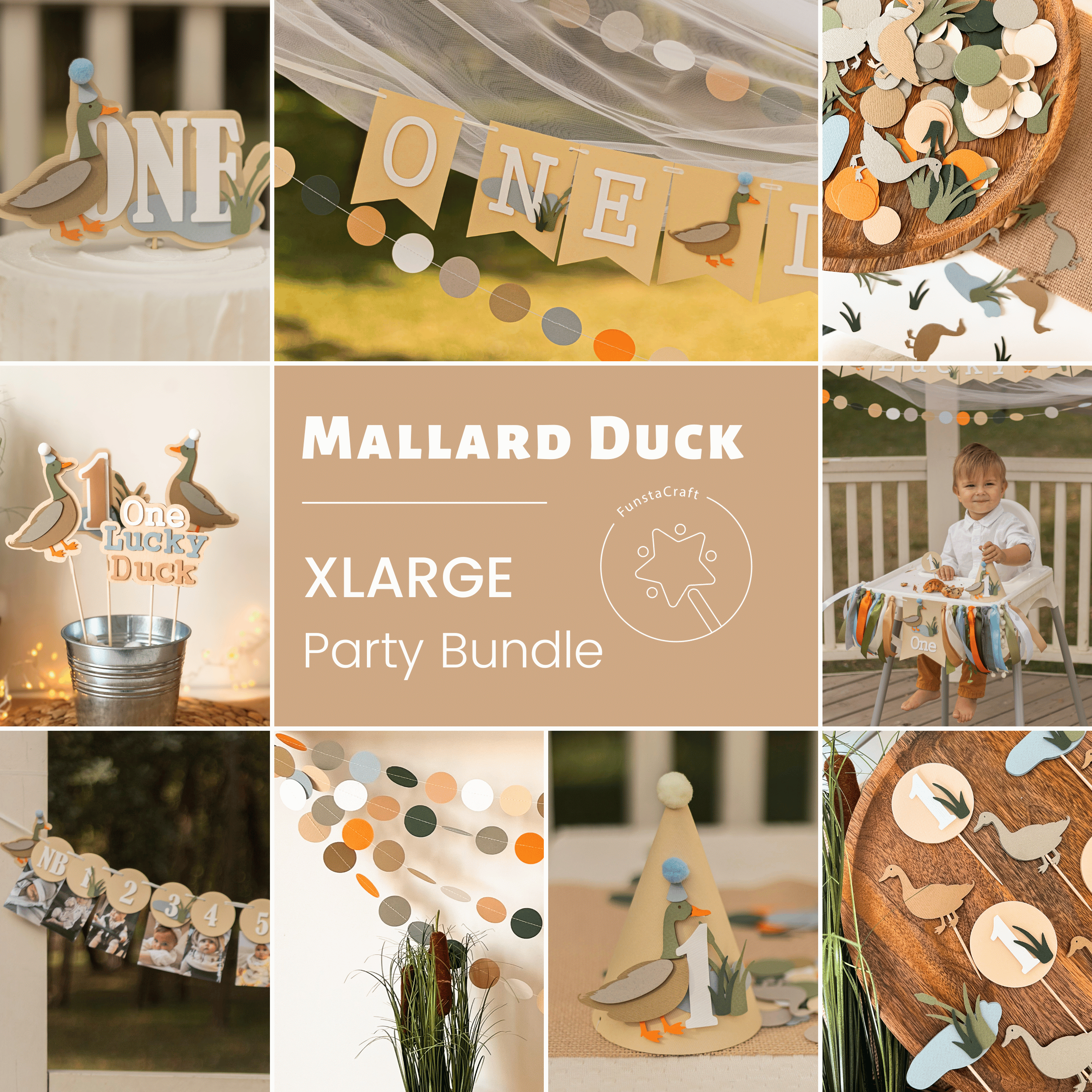 One Lucky Duck Birthday Bundle, Mallard Duck Party Decorations 