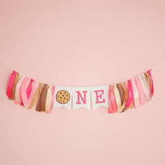 Pink Milk & Cookies Highchair Banner