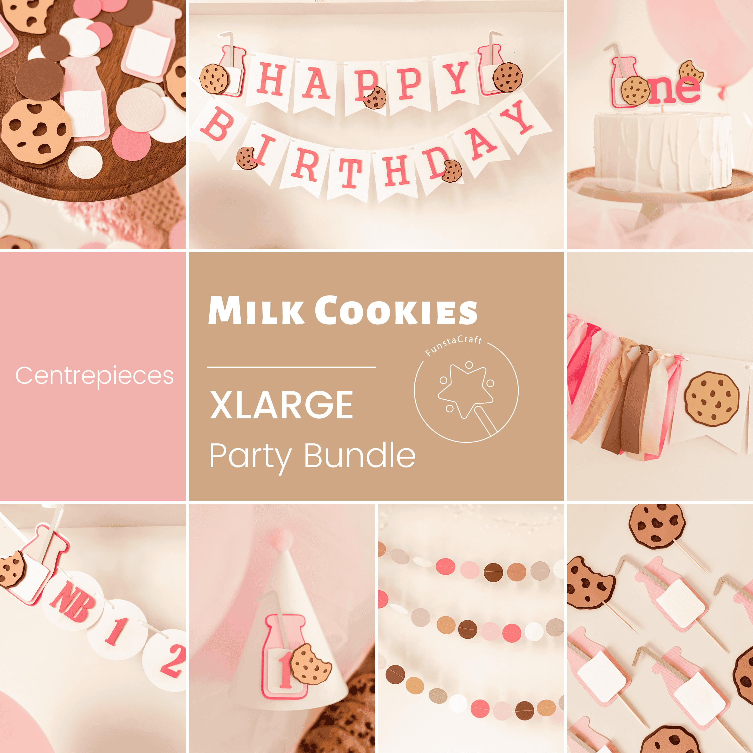 Girl Milk & Cookies Bundle, One Sweet Girl Birthday Decorations