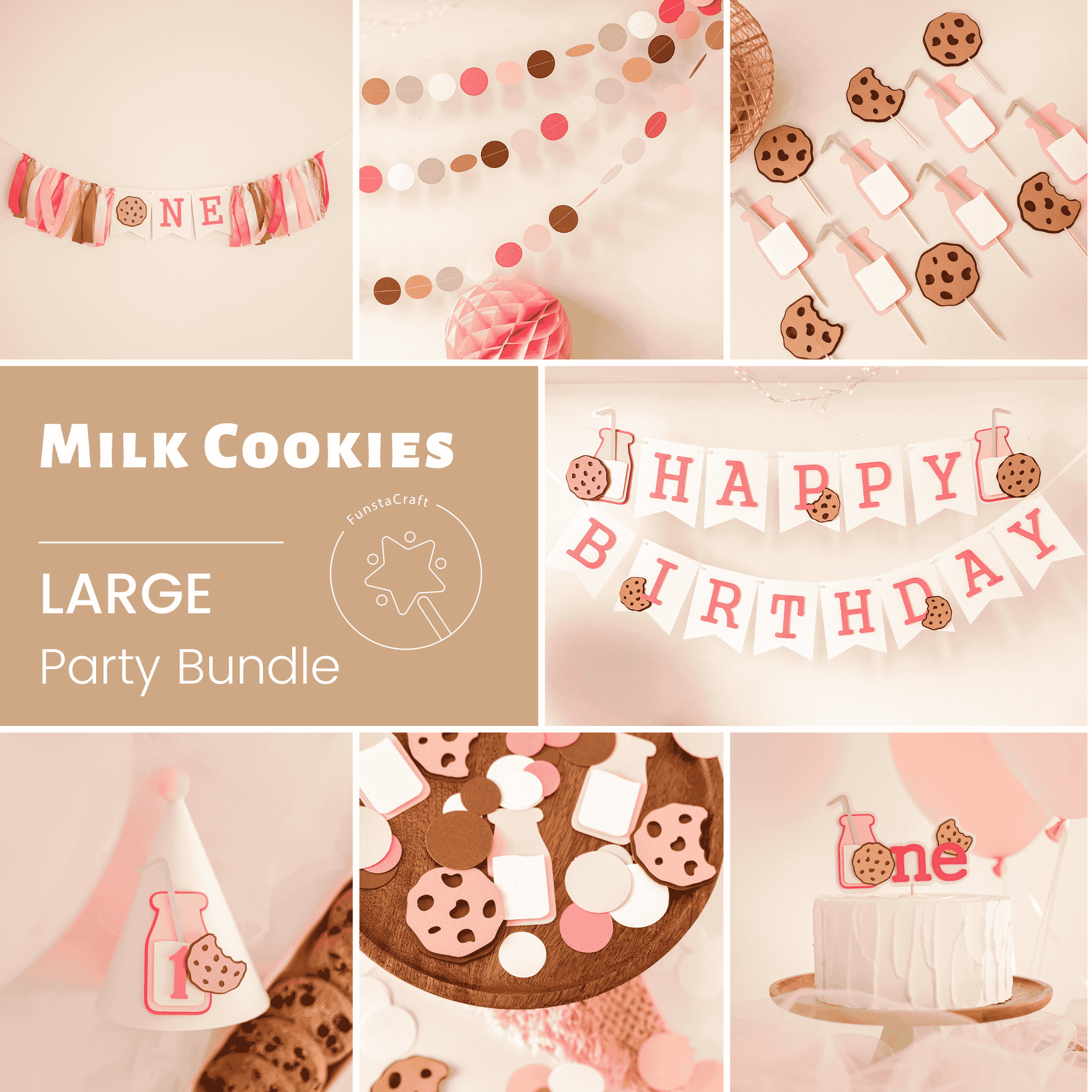 Girl Milk & Cookies Bundle, One Sweet Girl Birthday Decorations