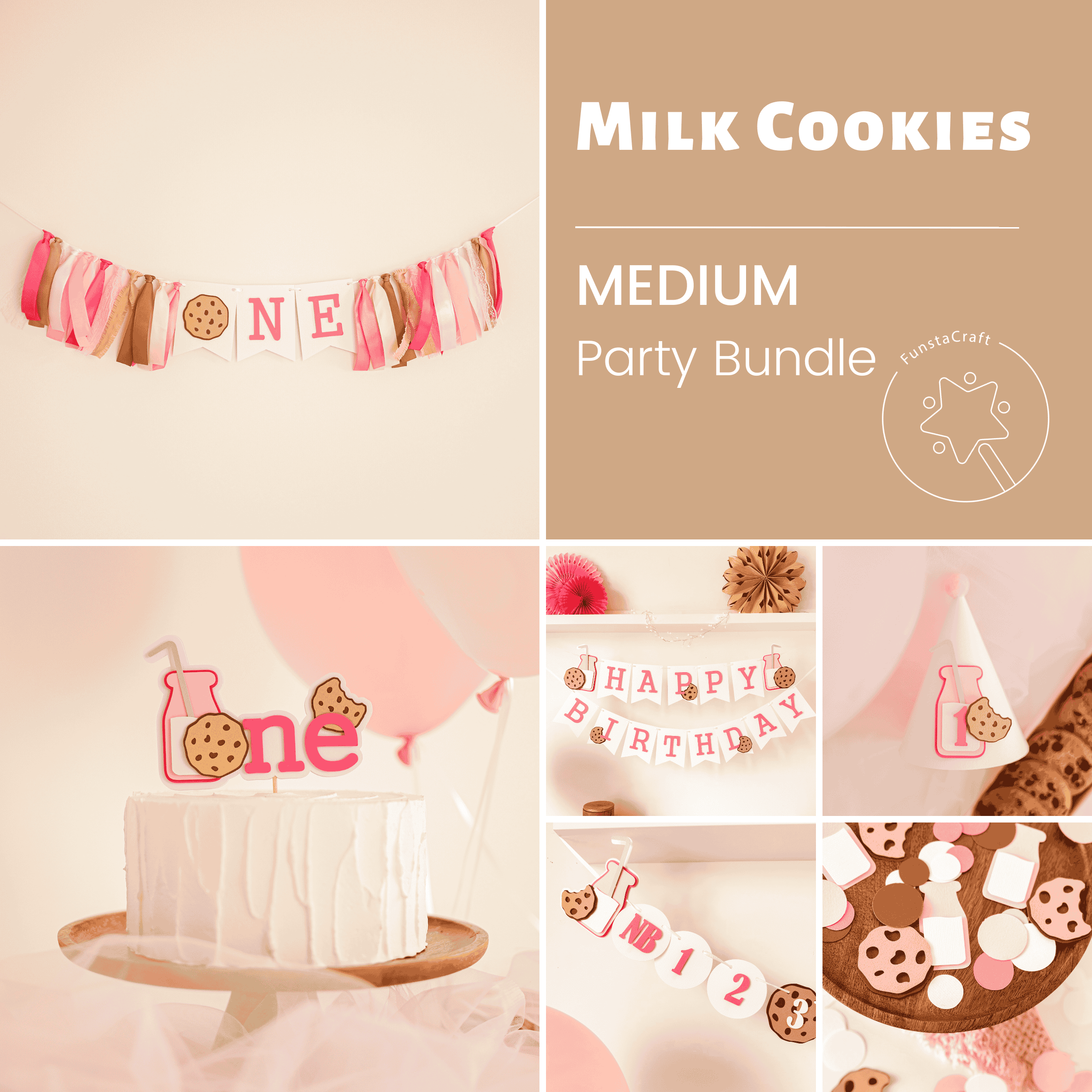 Girl Milk & Cookies Bundle, One Sweet Girl Birthday Decorations