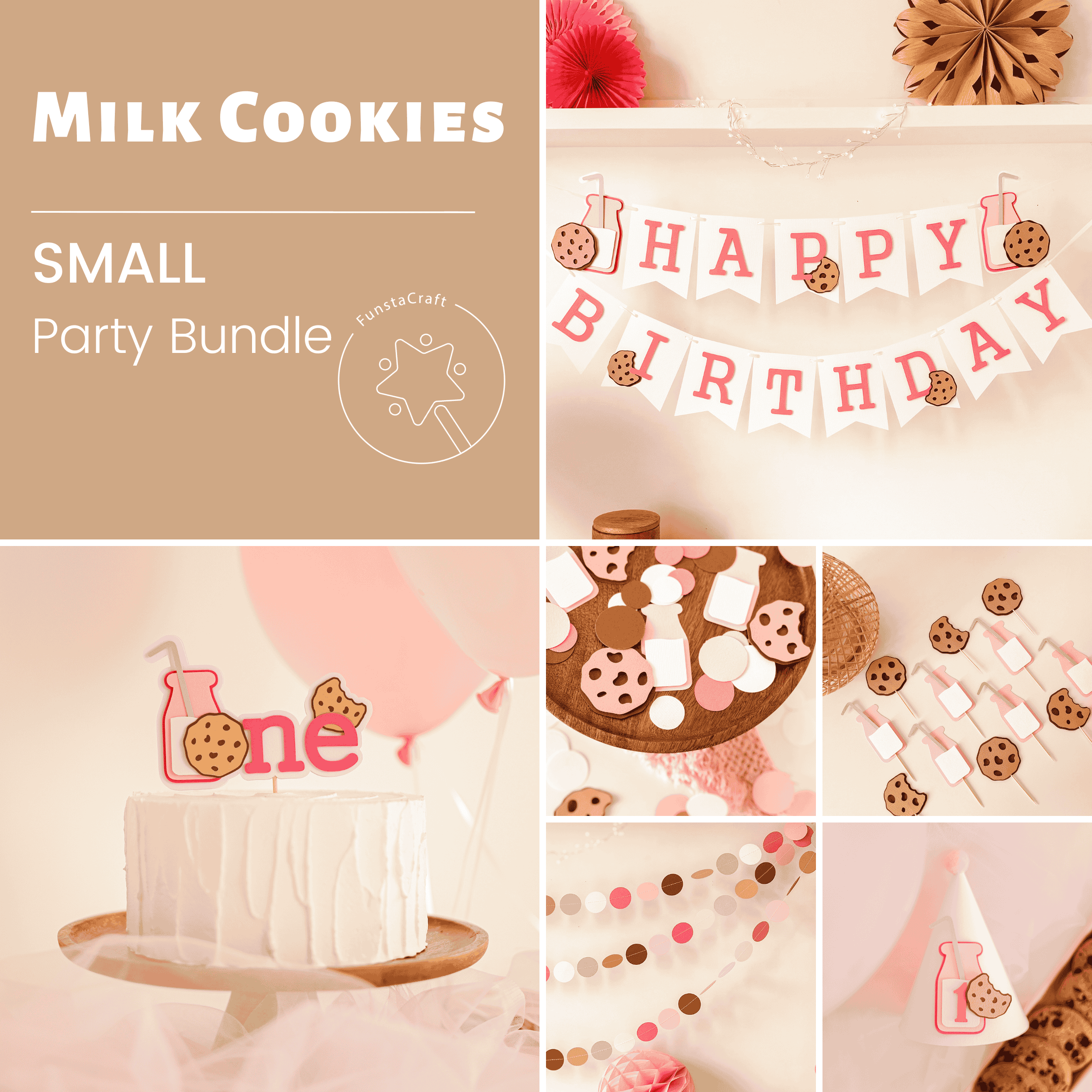 Girl Milk & Cookies Bundle, One Sweet Girl Birthday Decorations