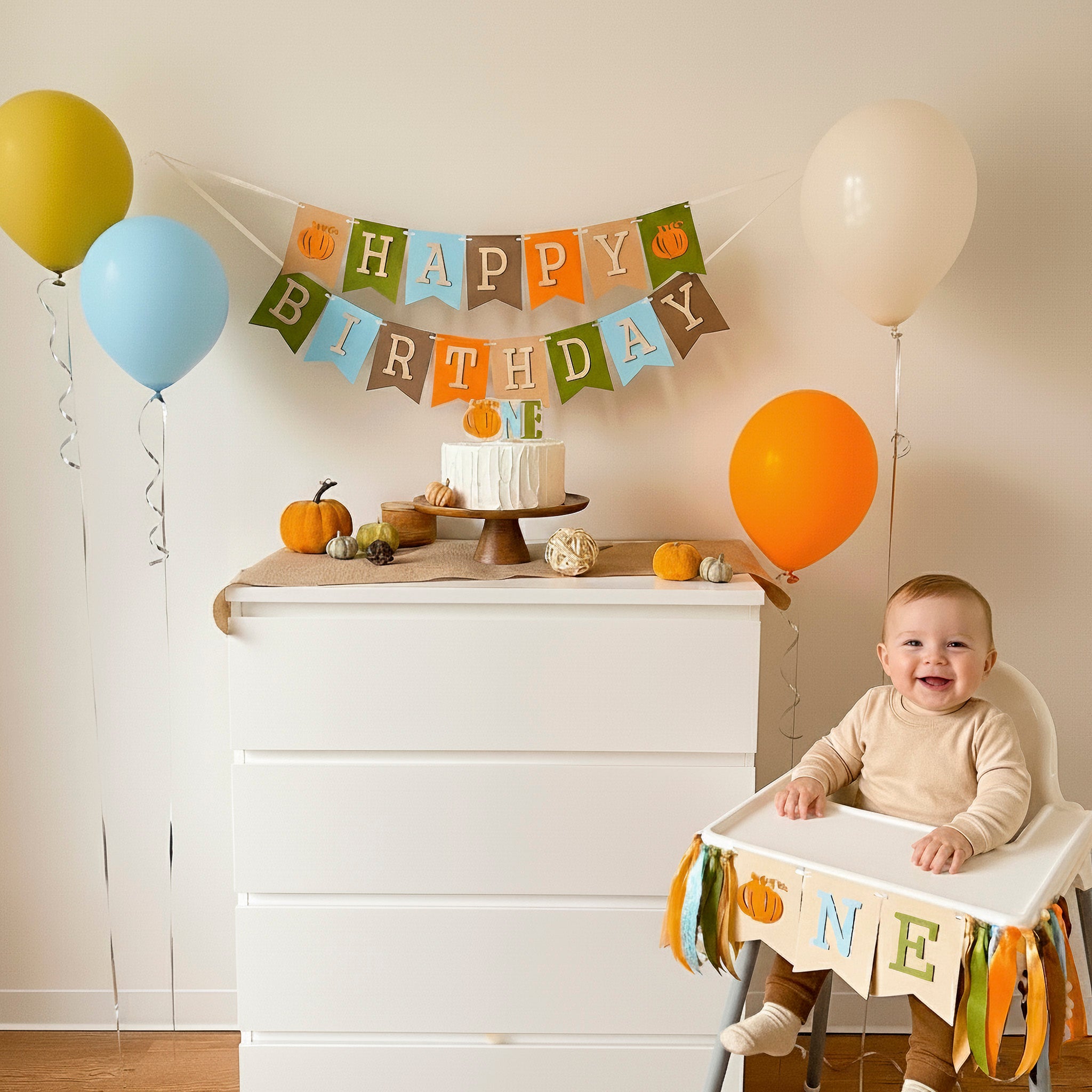 Little Pumpkin Boy 1st Birthday Decorations - Fall Party Supplies