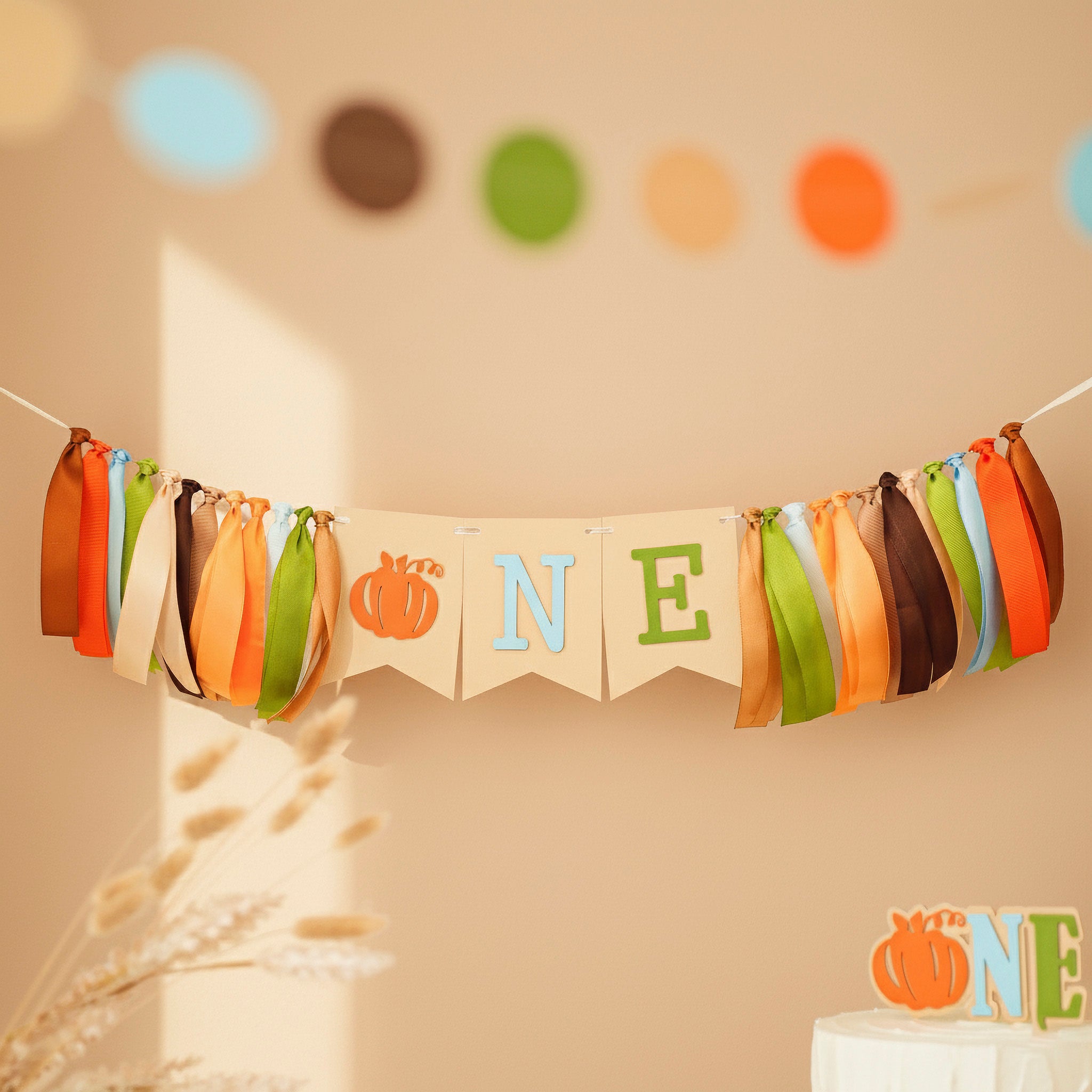 Little Pumpkin Boy 1st Birthday Highchair Banner - Fall Party Decor