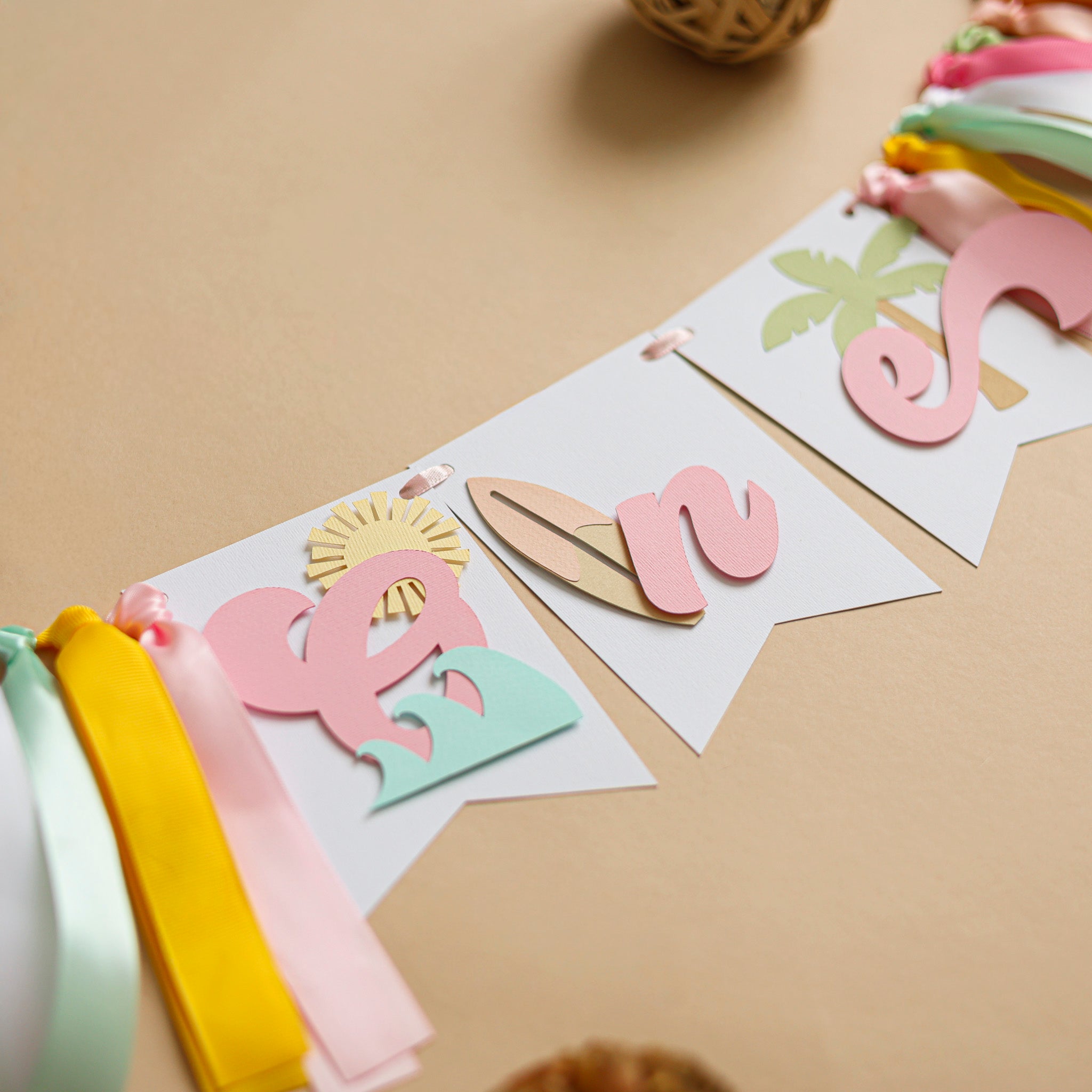 The Big One Girl Highchair Banner - First Wave Surf Birthday Decor