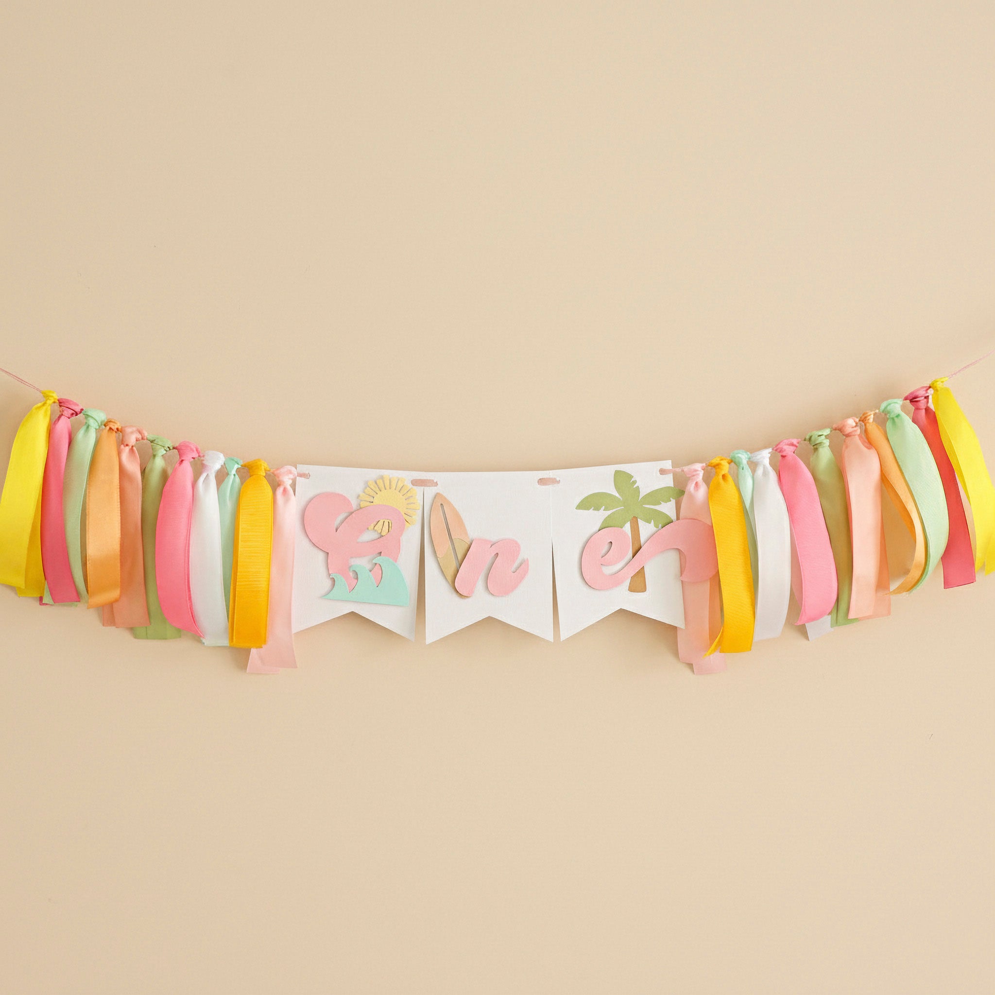 The Big One Girl Highchair Banner - First Wave Surf Birthday Decor