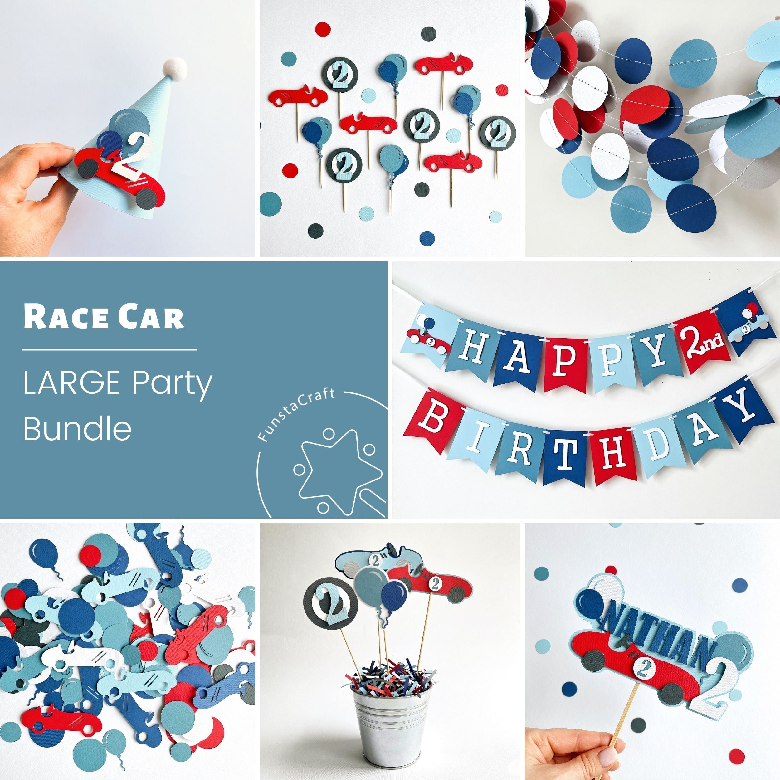 Two Fast Birthday Bundle - Vintage Racing Car Party