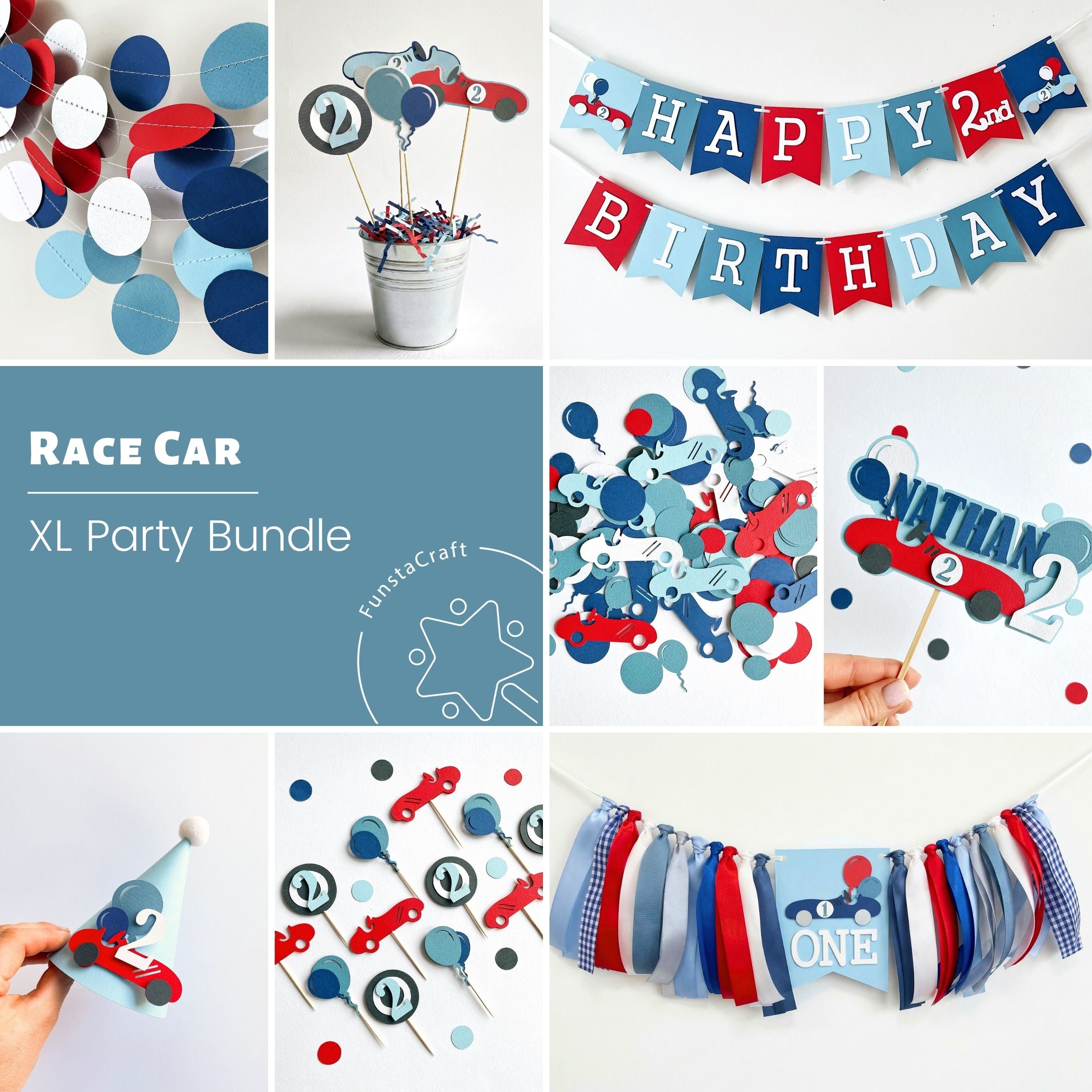 Two Fast Birthday Bundle - Vintage Racing Car Party