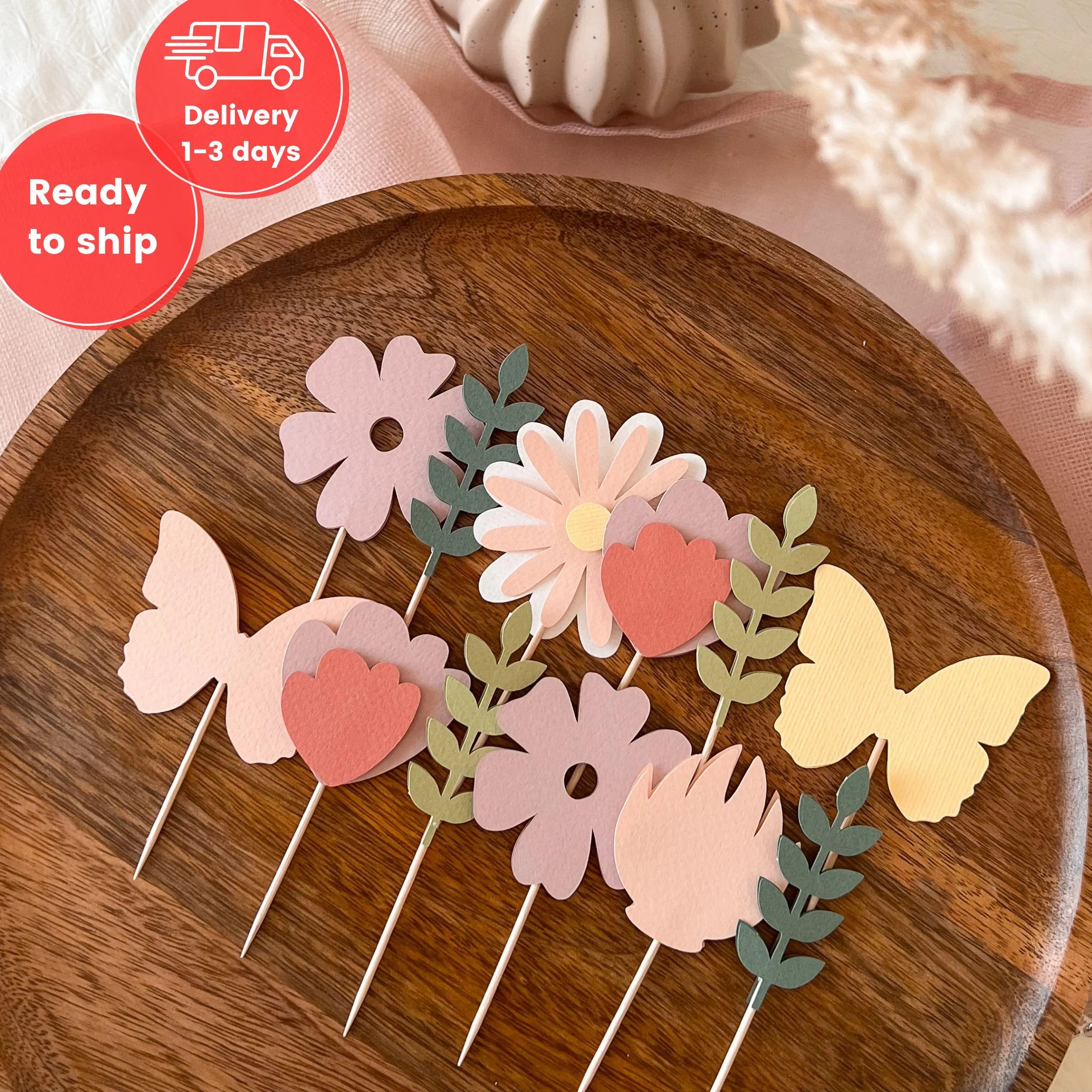 Wildflower Cupcake Toppers-Ready To Ship